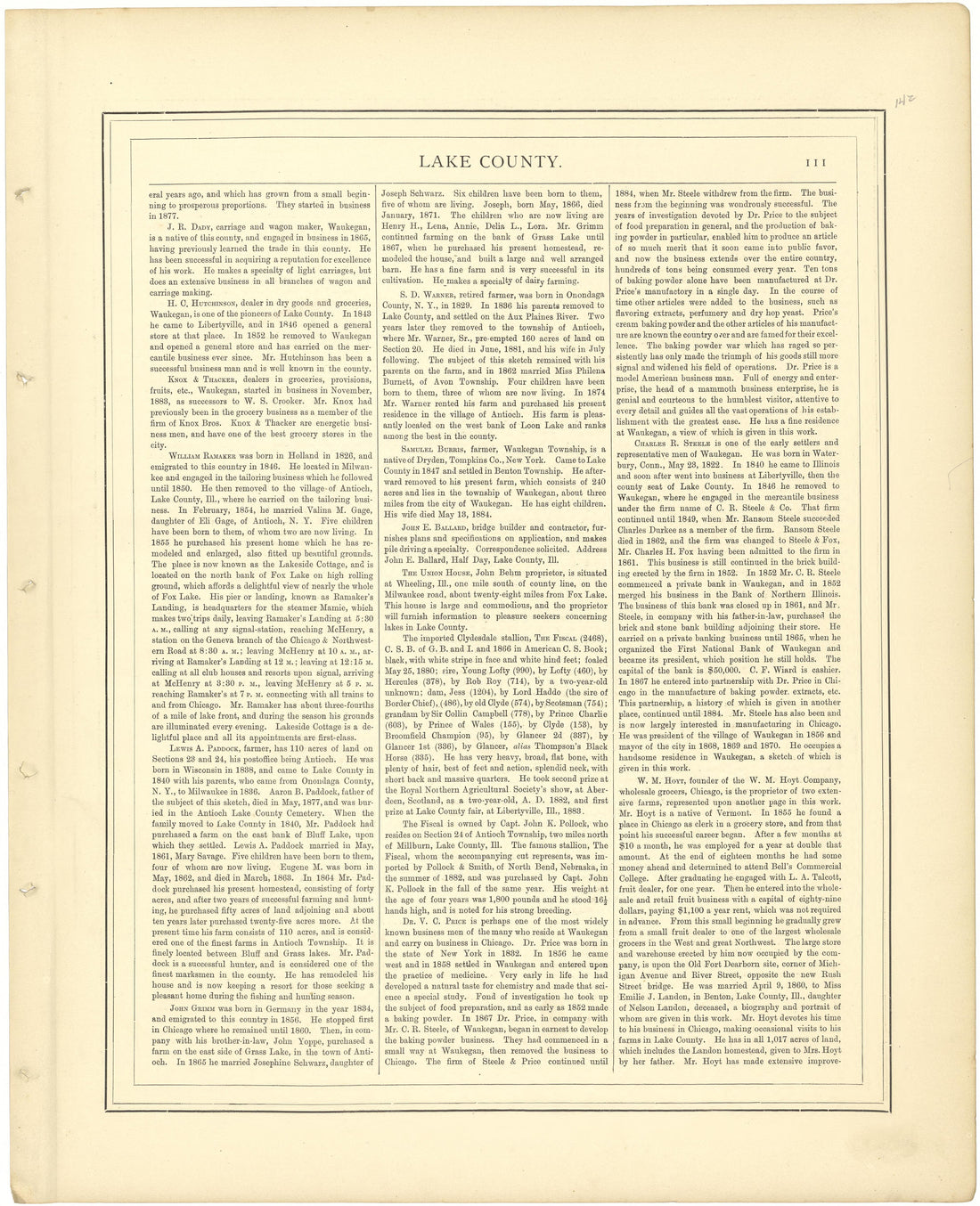 Lake County - Continued from Illustrated Atlas of Lake County, Illinois : Containing Maps of Every Township In the County, With Village and City Plats : Also Maps of Michigan ... Texas, and Washington Territory : Compiled … 1885 by Relic Map Company
