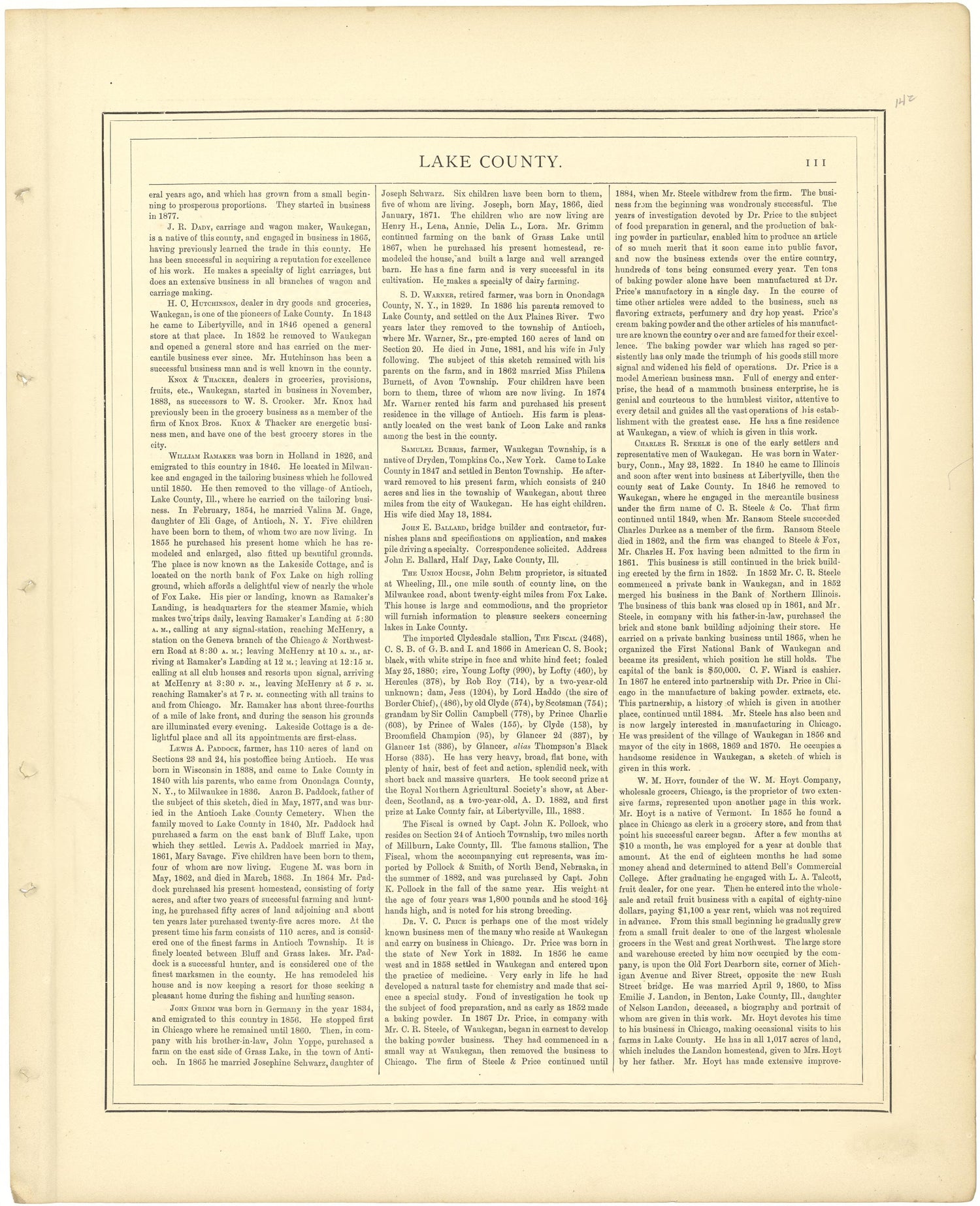 Lake County - Continued from Illustrated Atlas of Lake County, Illinois : Containing Maps of Every Township In the County, With Village and City Plats : Also Maps of Michigan ... Texas, and Washington Territory : Compiled … 1885 by Relic Map Company