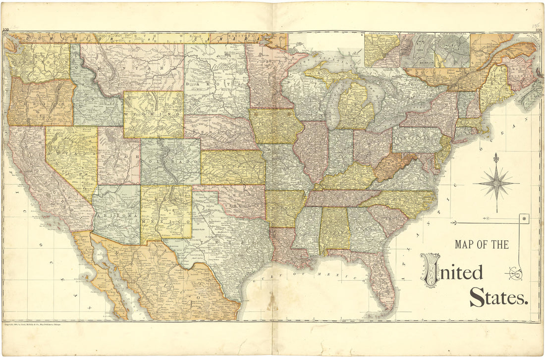 Map of the United States from Illustrated Atlas of Lake County, Illinois : Containing Maps of Every Township In the County, With Village and City Plats : Also Maps of Michigan ... Texas, and Washington Territory : Compiled … 1885 by Relic Map Company