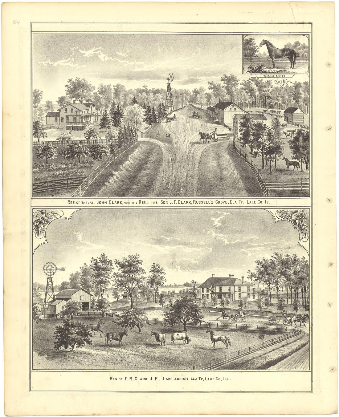 Illustrations from Illustrated Atlas of Lake County, Illinois : Containing Maps of Every Township In the County, With Village and City Plats : Also Maps of Michigan ... Texas, and Washington Territory : Compiled … 1885 by Relic Map Company
