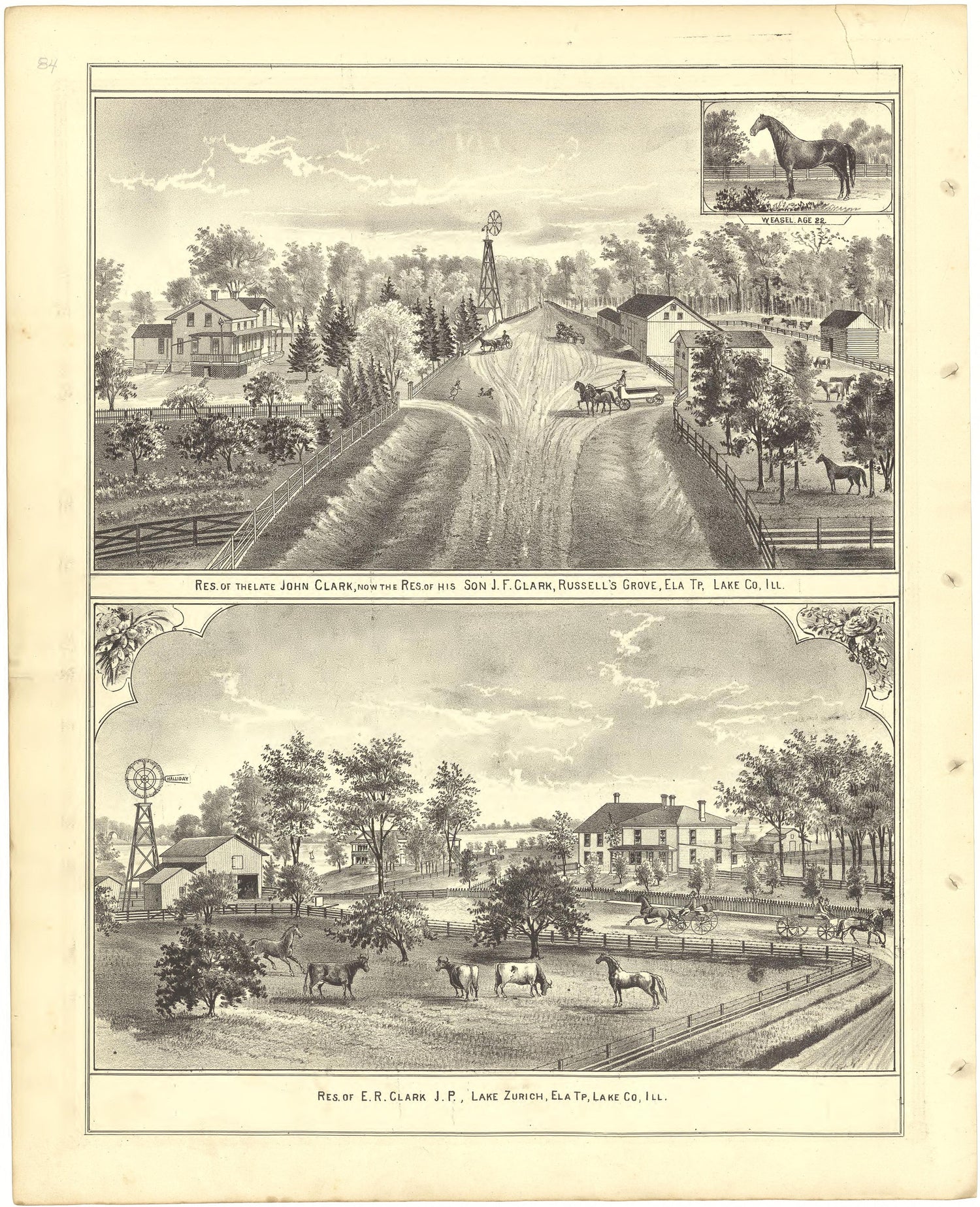Illustrations from Illustrated Atlas of Lake County, Illinois : Containing Maps of Every Township In the County, With Village and City Plats : Also Maps of Michigan ... Texas, and Washington Territory : Compiled … 1885 by Relic Map Company
