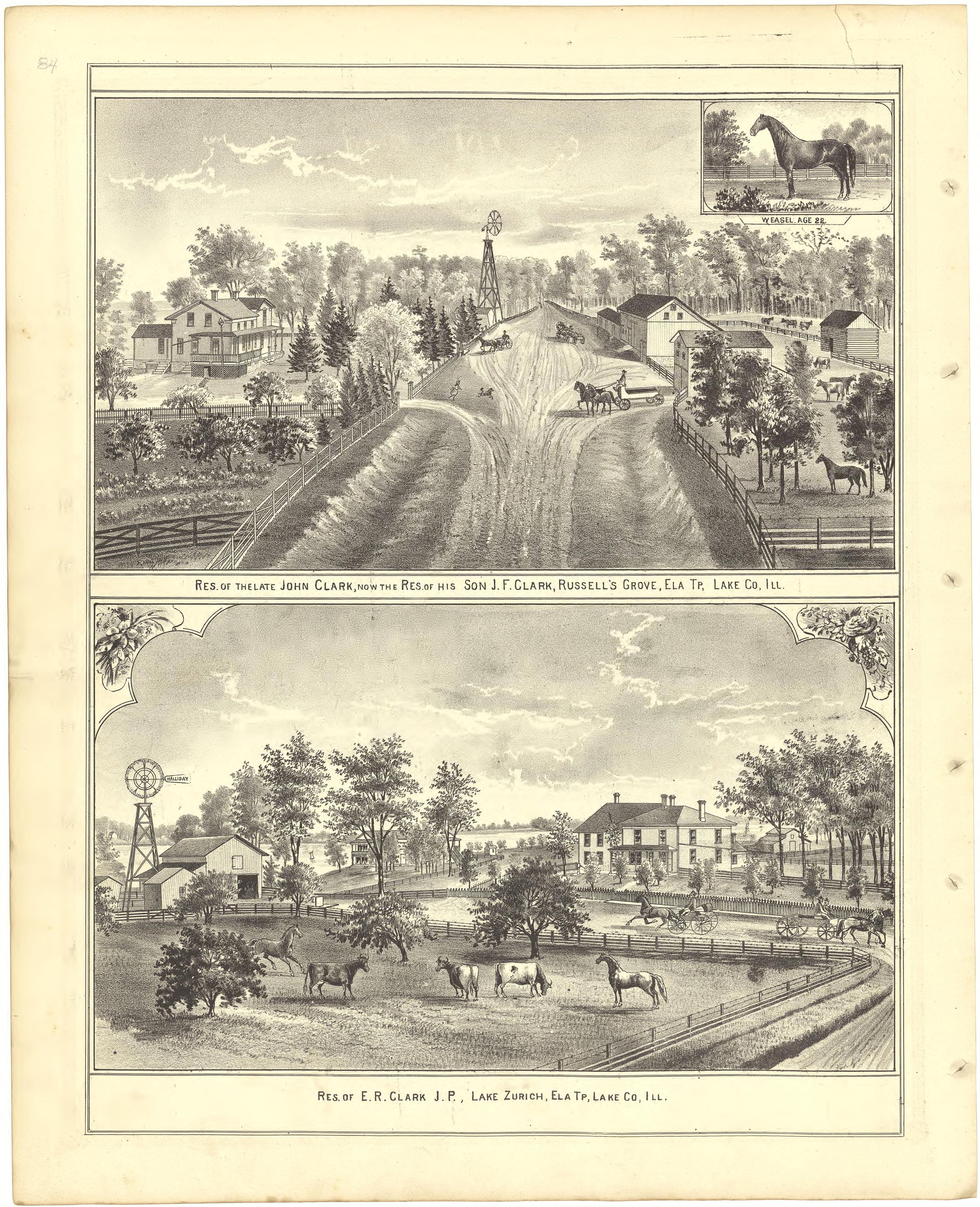 Illustrations from Illustrated Atlas of Lake County, Illinois : Containing Maps of Every Township In the County, With Village and City Plats : Also Maps of Michigan ... Texas, and Washington Territory : Compiled … 1885 by Relic Map Company