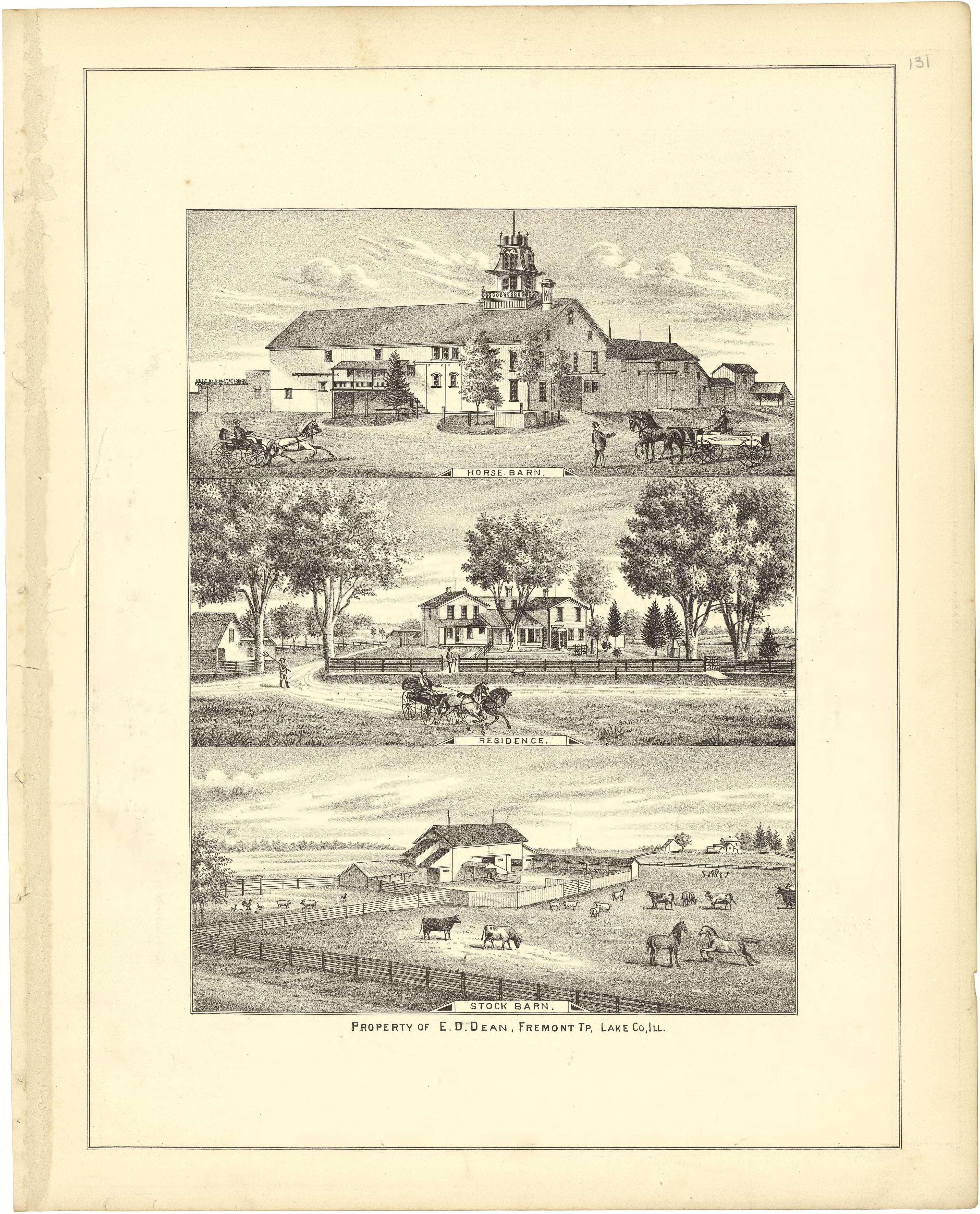 Illustration - Property of E.D. Dean, Fremont Tp, Lake County, Ill. from Illustrated Atlas of Lake County, Illinois : Containing Maps of Every Township In the County, With Village and City Plats : Also Maps of Michigan ... Texas, and Washington Territ... by Relic Map Company