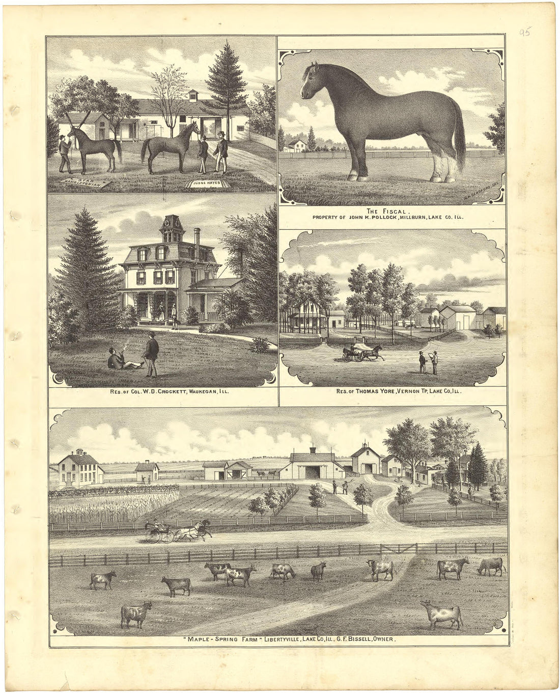 Illustrations - Residences from Illustrated Atlas of Lake County, Illinois : Containing Maps of Every Township In the County, With Village and City Plats : Also Maps of Michigan ... Texas, and Washington Territory : Compiled … 1885 by Relic Map Company