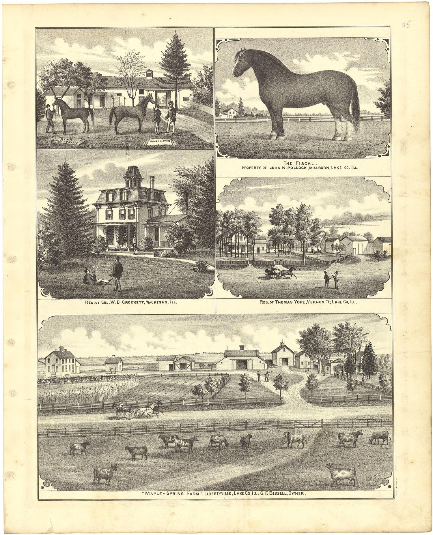 Illustrations - Residences from Illustrated Atlas of Lake County, Illinois : Containing Maps of Every Township In the County, With Village and City Plats : Also Maps of Michigan ... Texas, and Washington Territory : Compiled … 1885 by Relic Map Company
