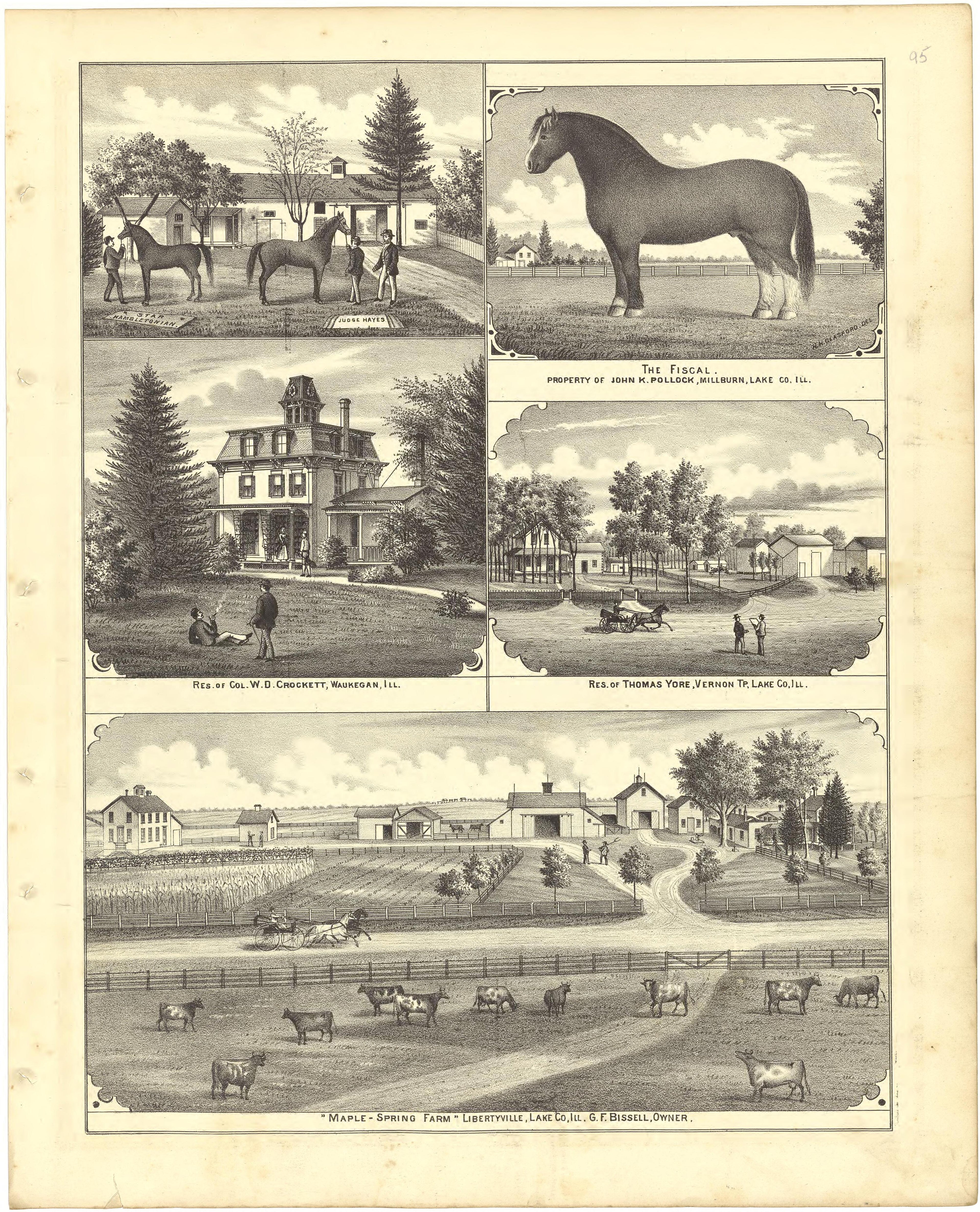 Illustrations - Residences from Illustrated Atlas of Lake County, Illinois : Containing Maps of Every Township In the County, With Village and City Plats : Also Maps of Michigan ... Texas, and Washington Territory : Compiled … 1885 by Relic Map Company