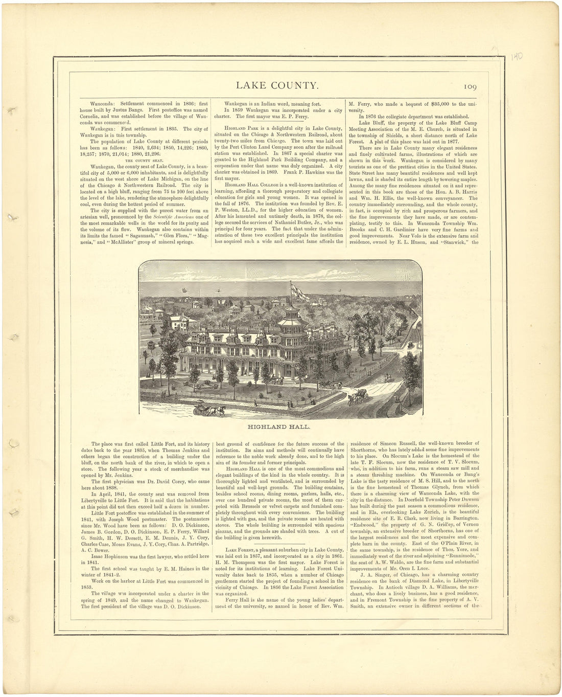 Lake County - Continued from Illustrated Atlas of Lake County, Illinois : Containing Maps of Every Township In the County, With Village and City Plats : Also Maps of Michigan ... Texas, and Washington Territory : Compiled … 1885 by Relic Map Company
