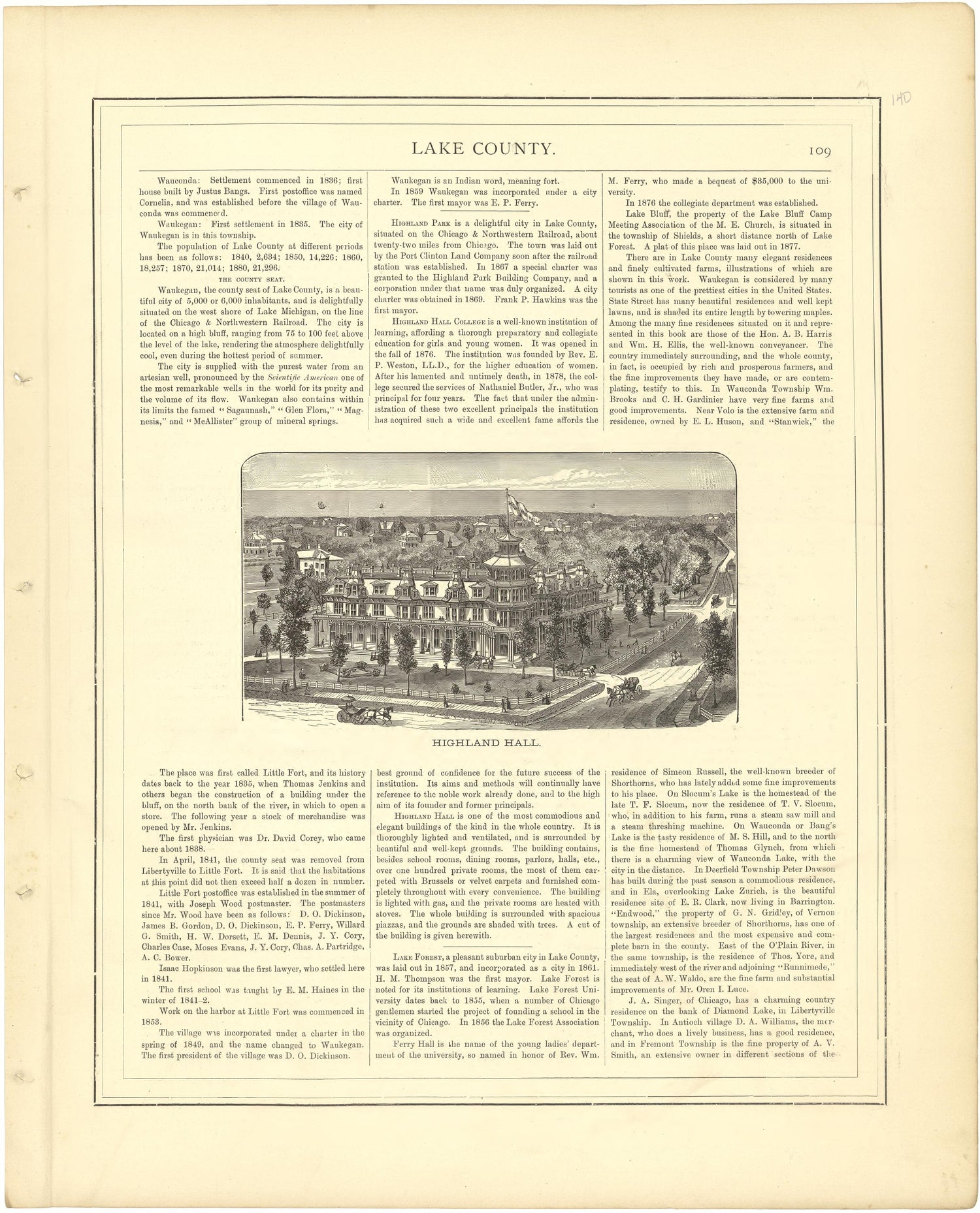 Lake County - Continued from Illustrated Atlas of Lake County, Illinois : Containing Maps of Every Township In the County, With Village and City Plats : Also Maps of Michigan ... Texas, and Washington Territory : Compiled … 1885 by Relic Map Company