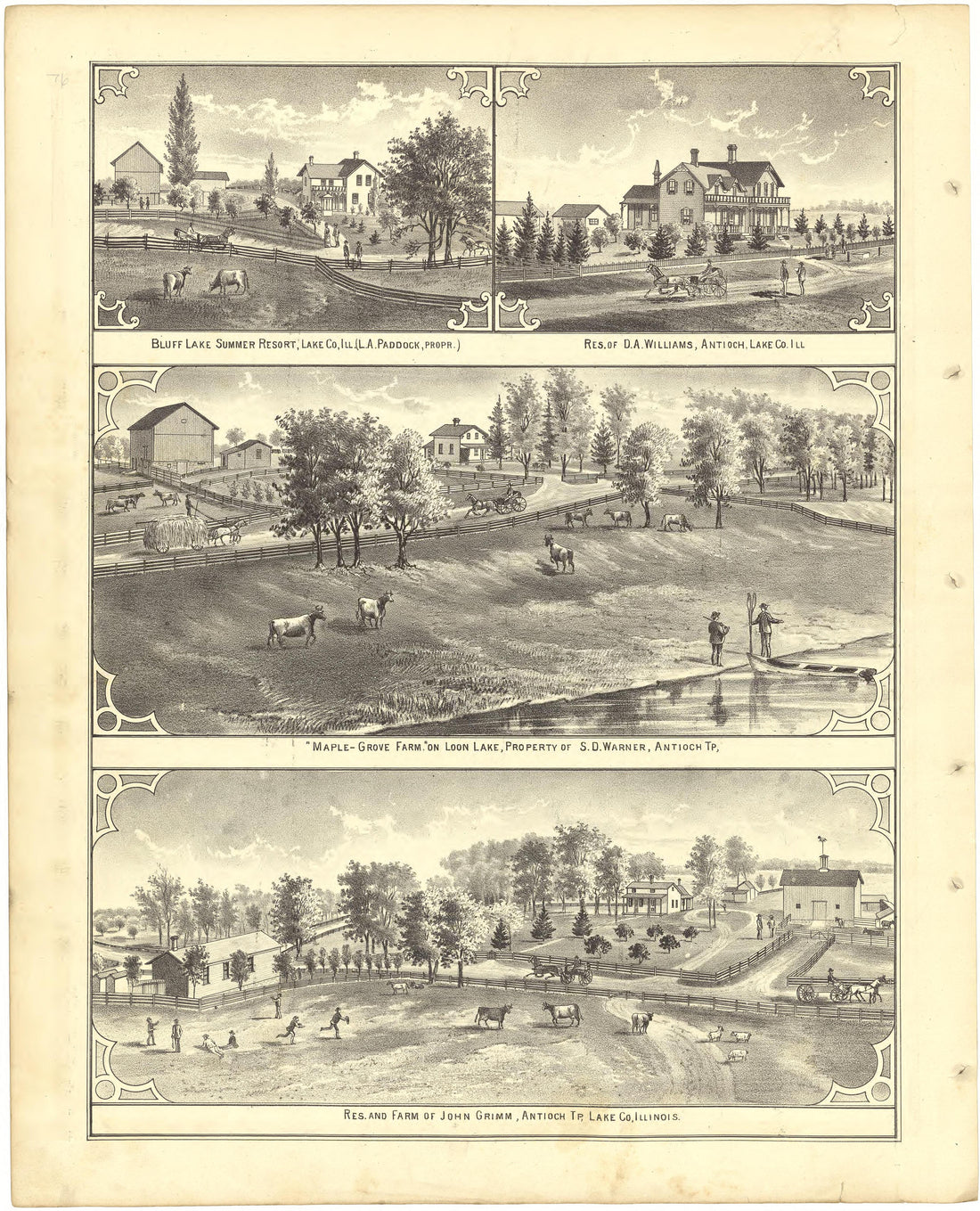 Illustrations from Illustrated Atlas of Lake County, Illinois : Containing Maps of Every Township In the County, With Village and City Plats : Also Maps of Michigan ... Texas, and Washington Territory : Compiled … 1885 by Relic Map Company