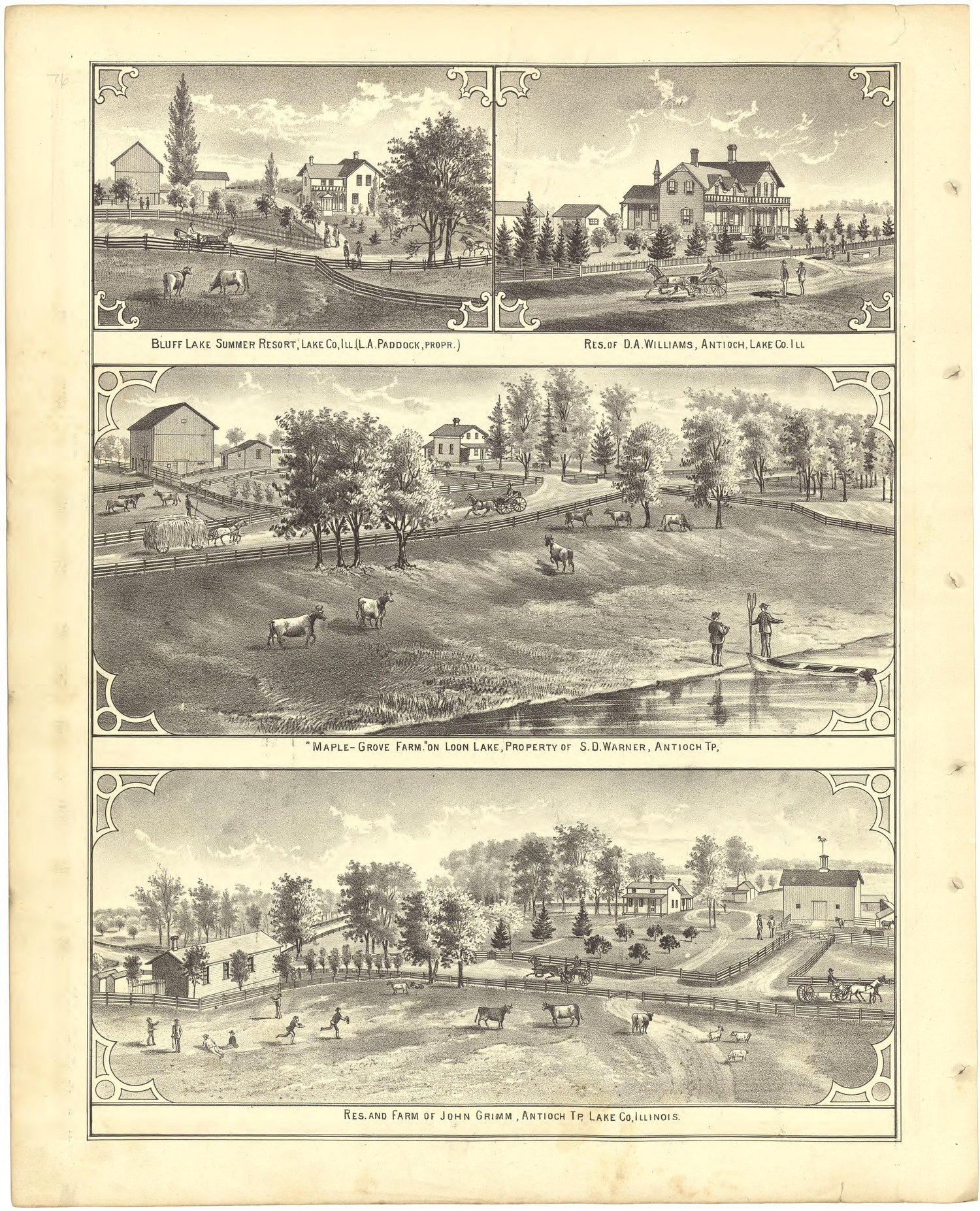 Illustrations from Illustrated Atlas of Lake County, Illinois : Containing Maps of Every Township In the County, With Village and City Plats : Also Maps of Michigan ... Texas, and Washington Territory : Compiled … 1885 by Relic Map Company