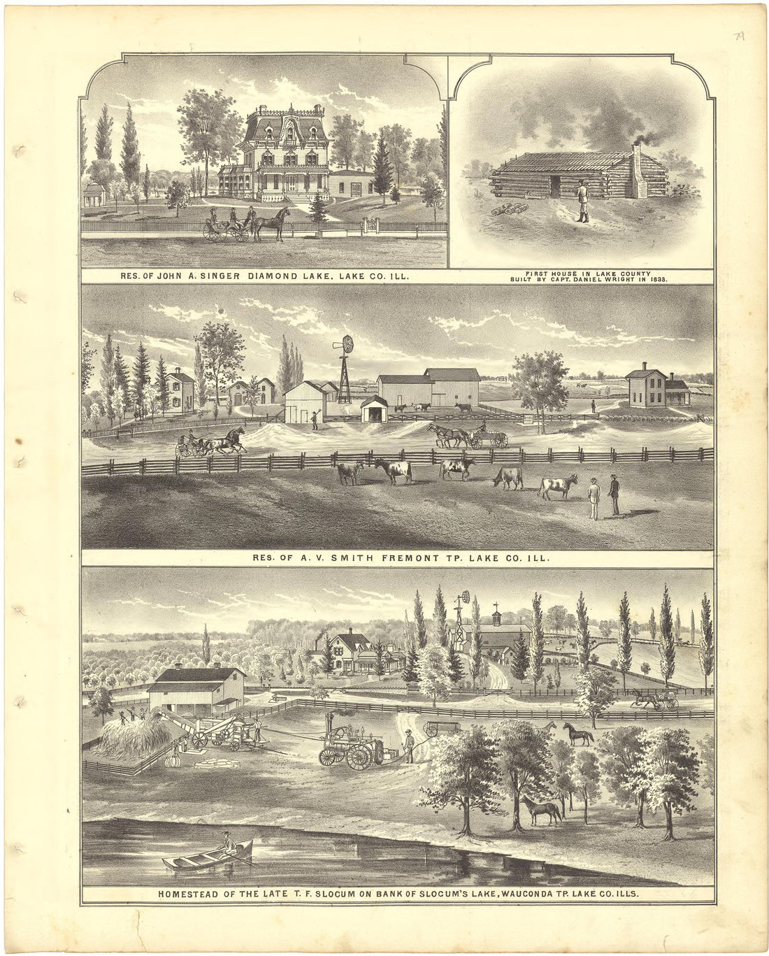 Illustrations from Illustrated Atlas of Lake County, Illinois : Containing Maps of Every Township In the County, With Village and City Plats : Also Maps of Michigan ... Texas, and Washington Territory : Compiled … 1885 by Relic Map Company