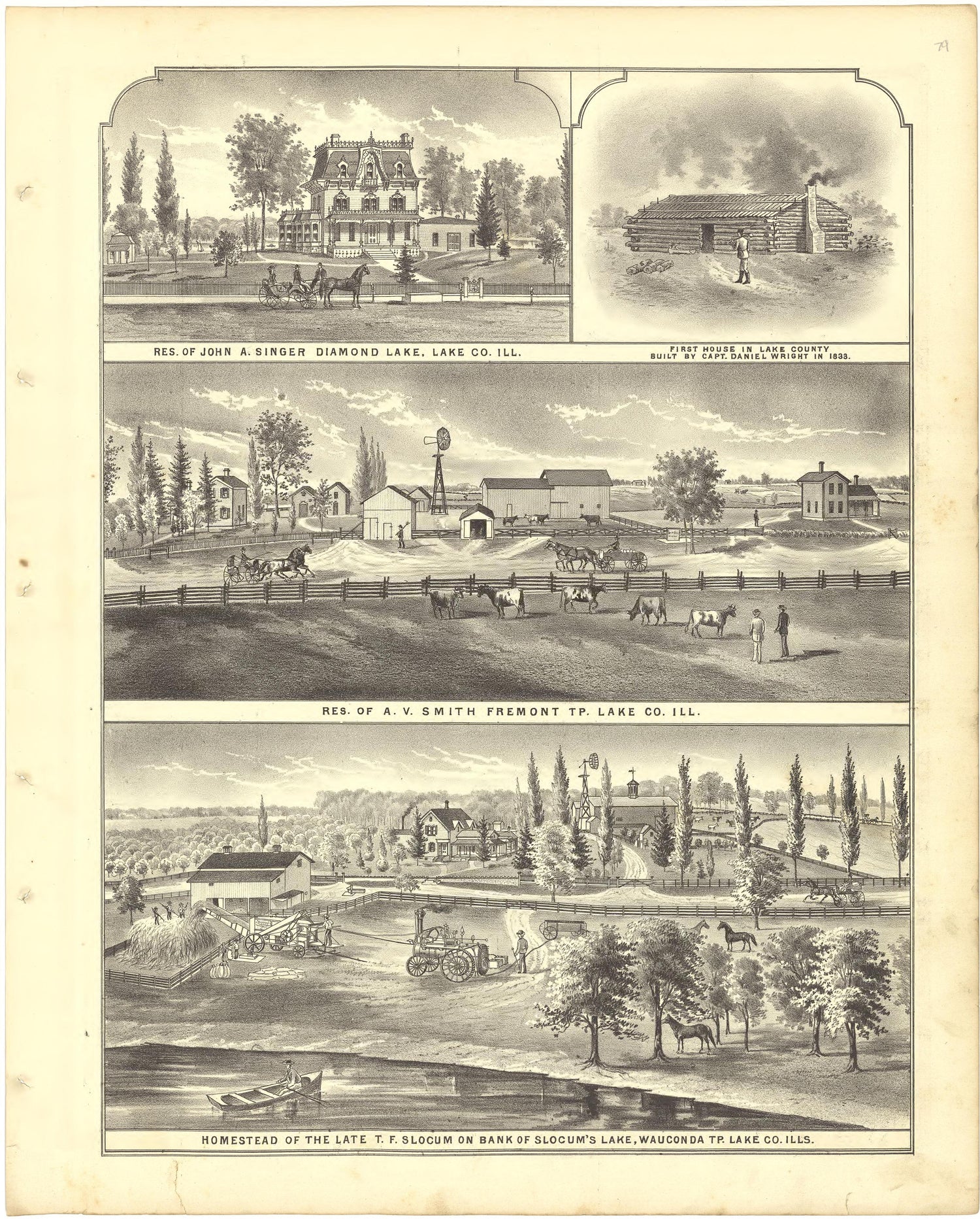 Illustrations from Illustrated Atlas of Lake County, Illinois : Containing Maps of Every Township In the County, With Village and City Plats : Also Maps of Michigan ... Texas, and Washington Territory : Compiled … 1885 by Relic Map Company
