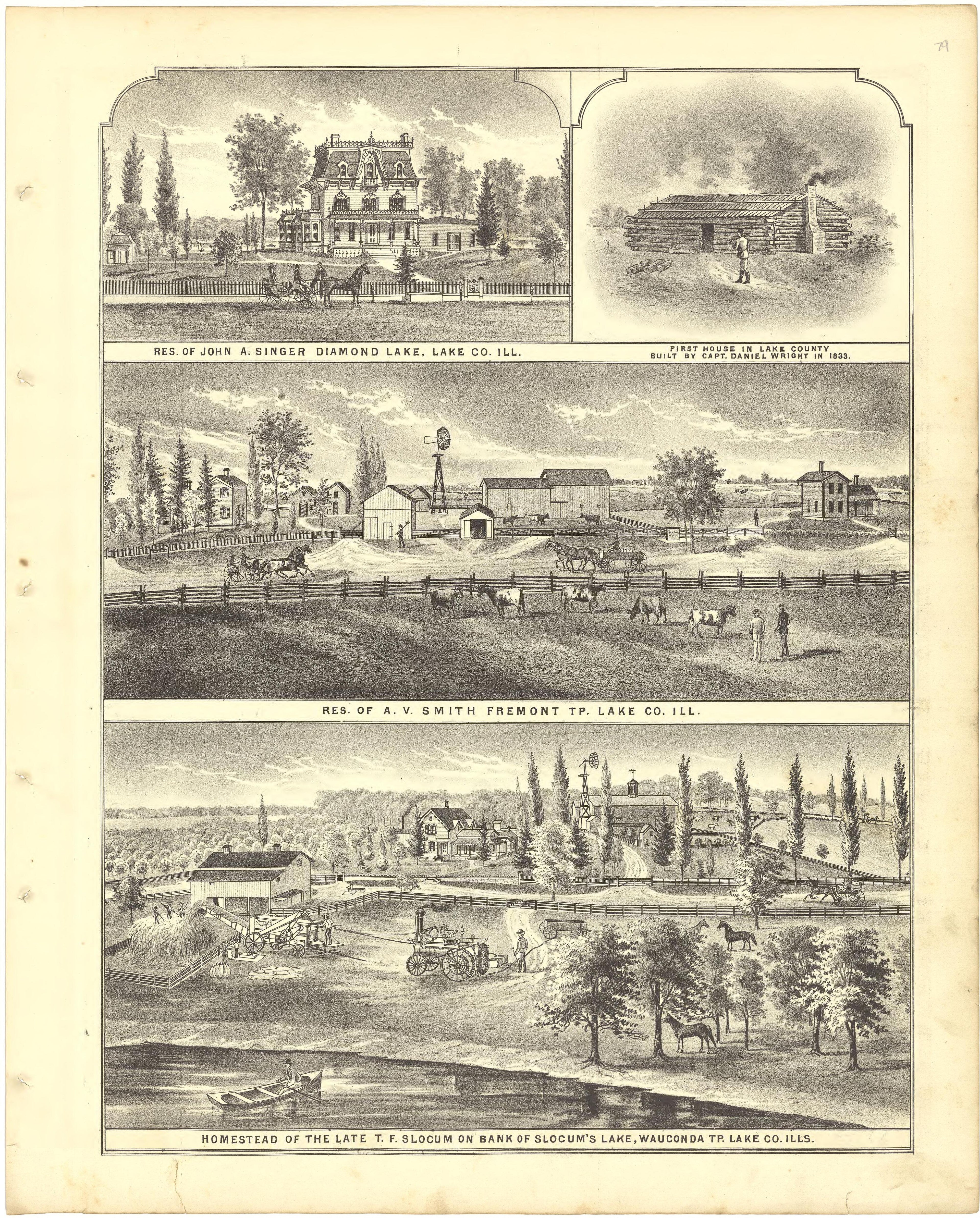 Illustrations from Illustrated Atlas of Lake County, Illinois : Containing Maps of Every Township In the County, With Village and City Plats : Also Maps of Michigan ... Texas, and Washington Territory : Compiled … 1885 by Relic Map Company