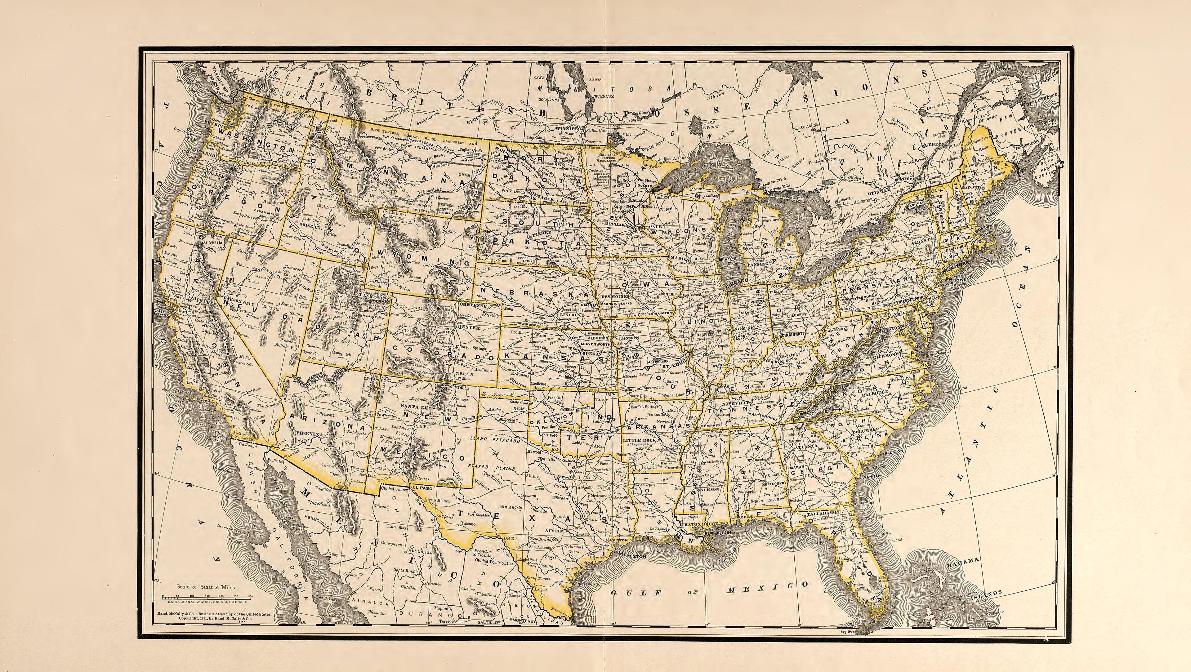 United States from Illustrated Atlas and Columbian Souvenir of La Grange County, Indiana : Showing Its Development In the First Sixty Years Since Organization 1893 by Relic Map Company