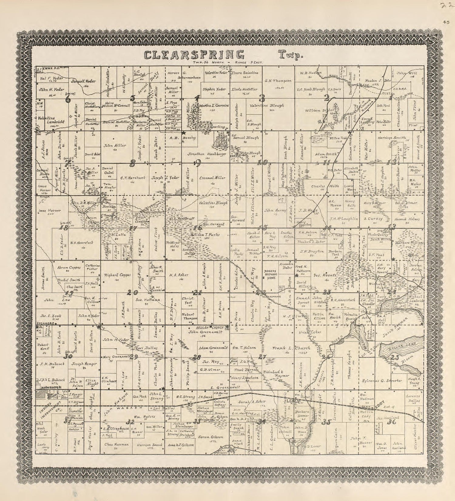 Clearspring from Illustrated Atlas and Columbian Souvenir of La Grange County, Indiana : Showing Its Development In the First Sixty Years Since Organization 1893 by Relic Map Company