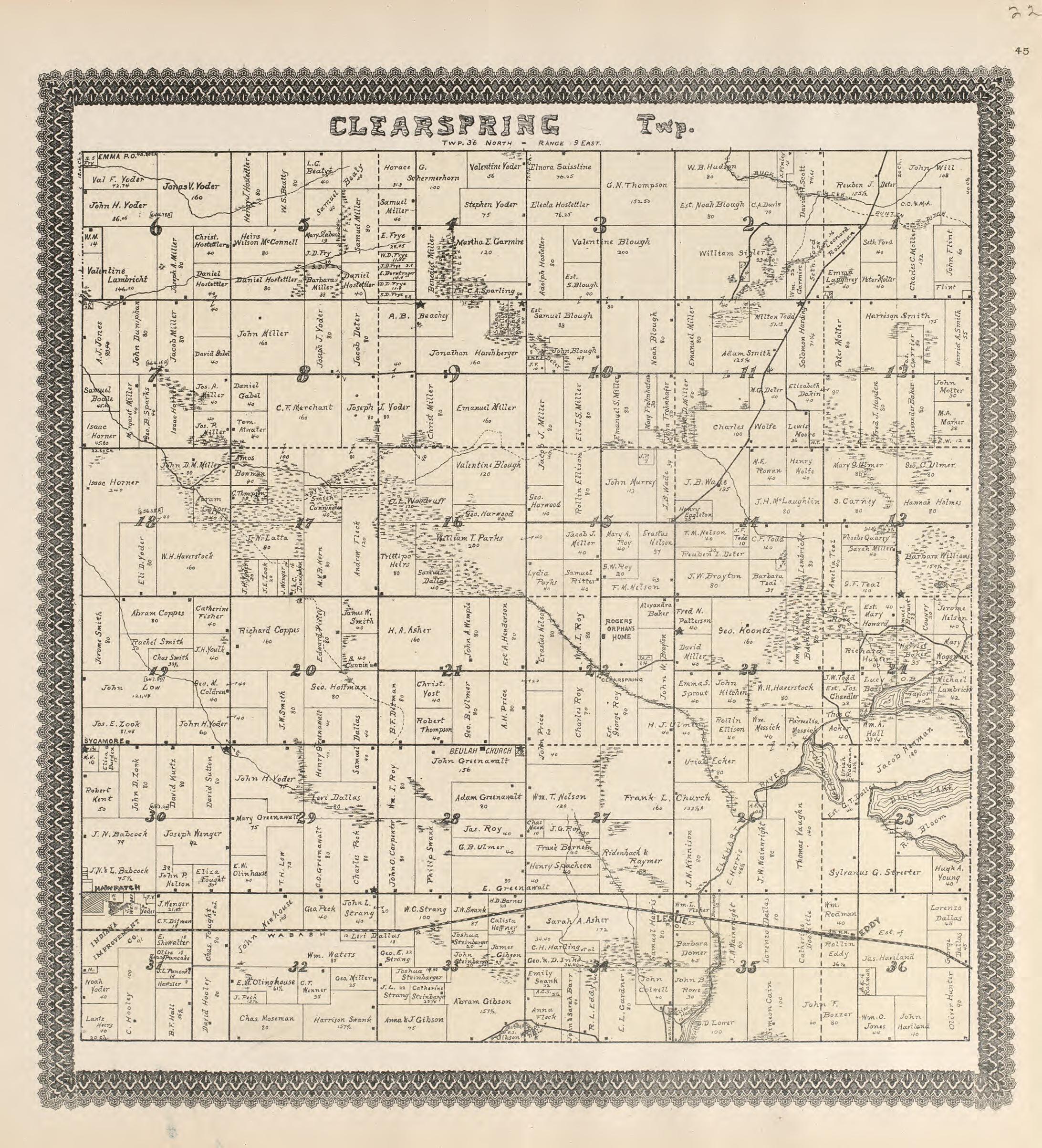 Clearspring from Illustrated Atlas and Columbian Souvenir of La Grange County, Indiana : Showing Its Development In the First Sixty Years Since Organization 1893 by Relic Map Company