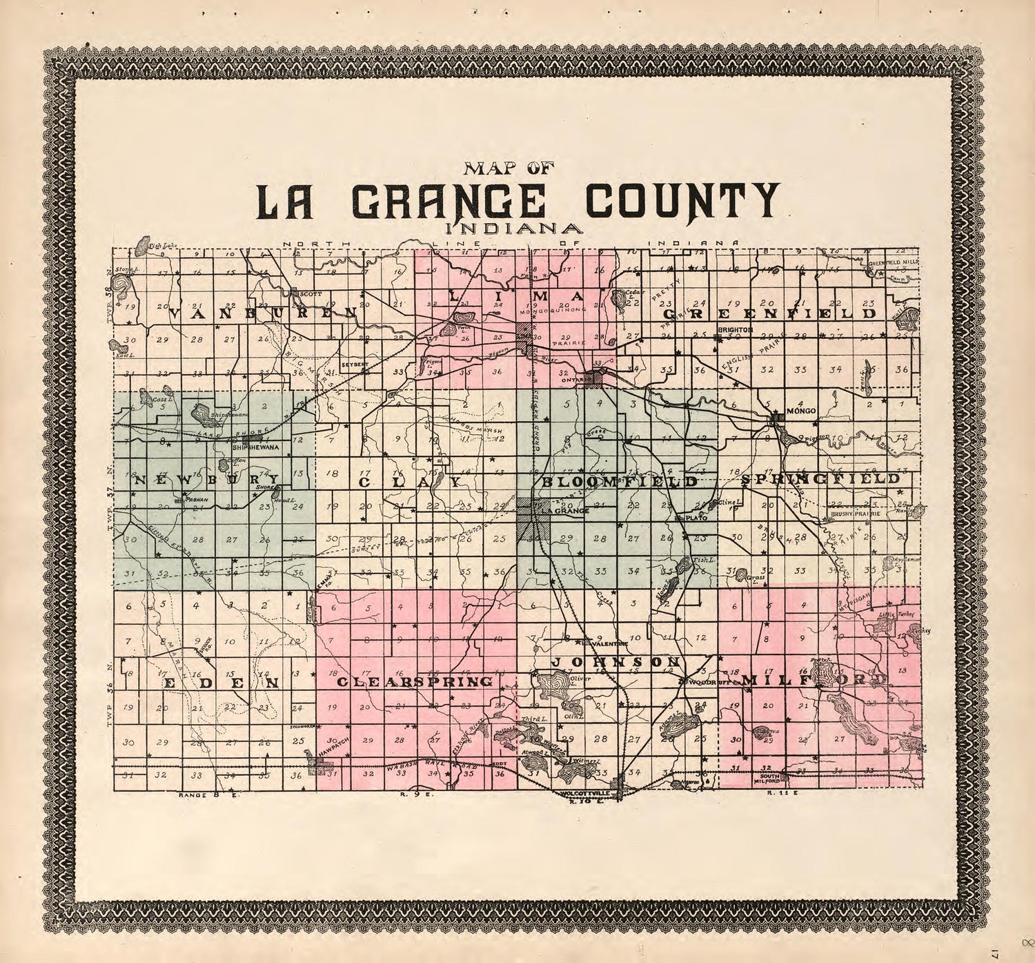 LaGrange County from Illustrated Atlas and Columbian Souvenir of La Grange County, Indiana : Showing Its Development In the First Sixty Years Since Organization 1893 by Relic Map Company