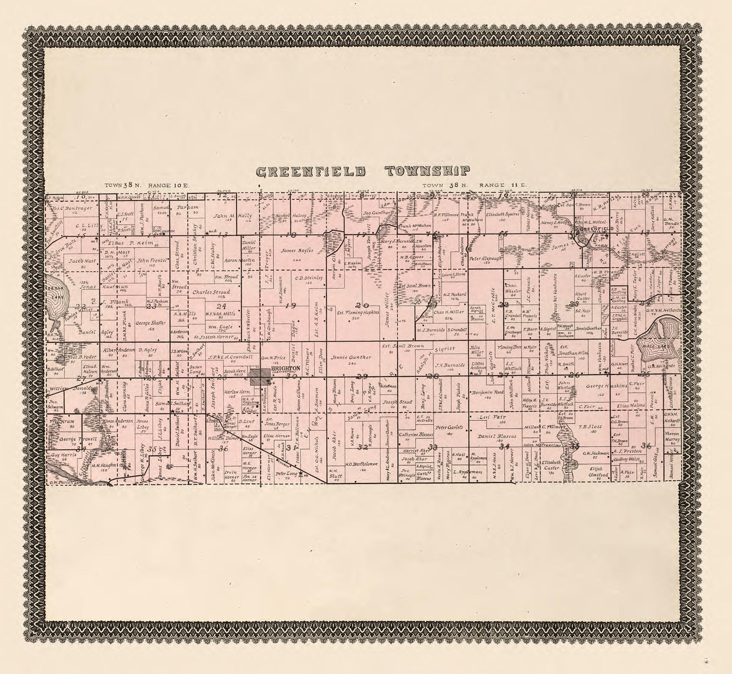 Greenfield Township from Illustrated Atlas and Columbian Souvenir of La Grange County, Indiana : Showing Its Development In the First Sixty Years Since Organization 1893 by Relic Map Company
