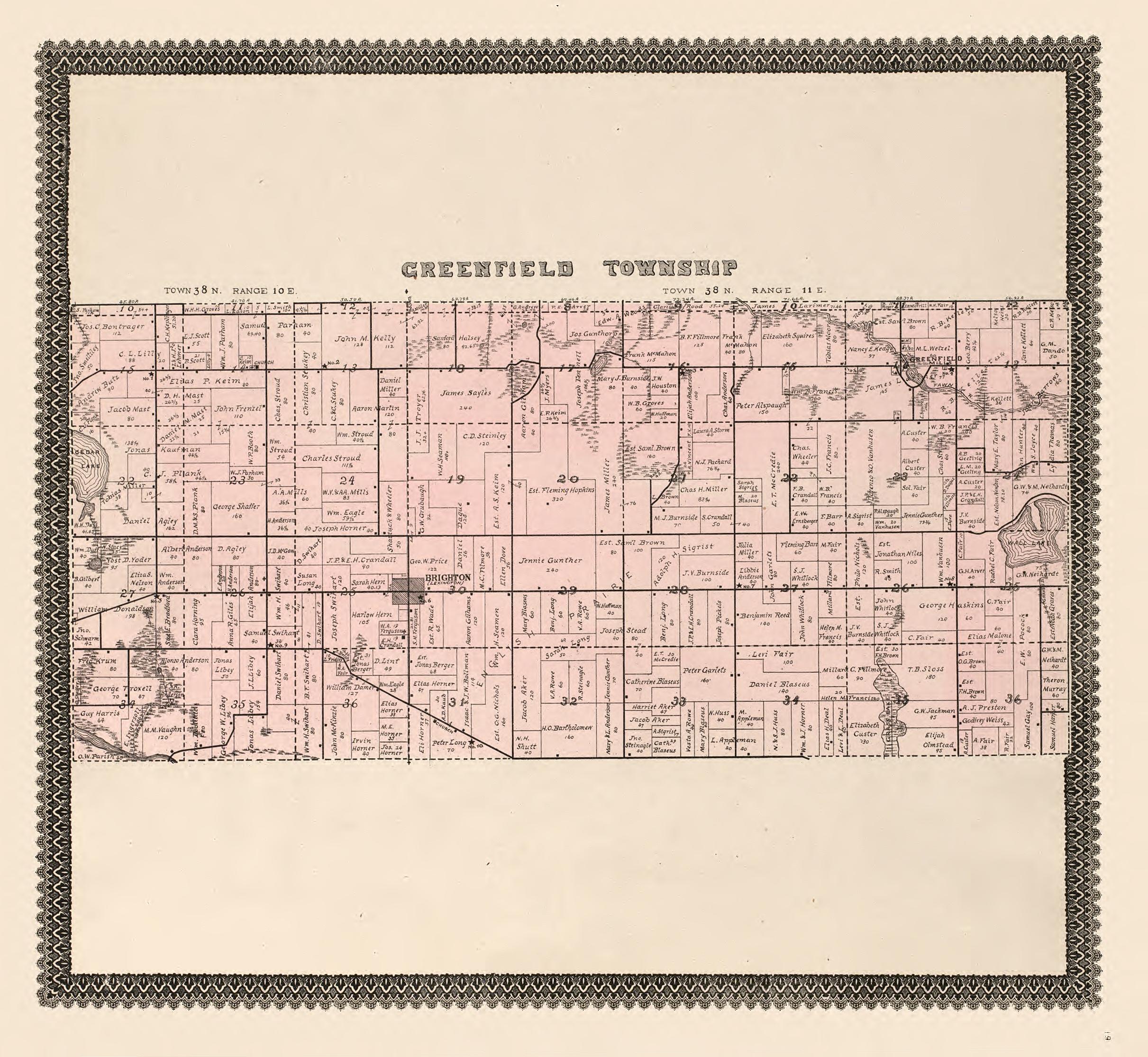 Greenfield Township from Illustrated Atlas and Columbian Souvenir of La Grange County, Indiana : Showing Its Development In the First Sixty Years Since Organization 1893 by Relic Map Company