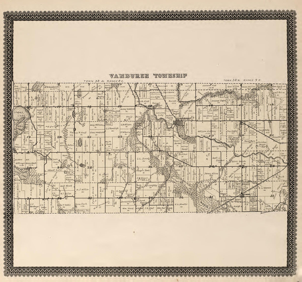 VanBuren Township from Illustrated Atlas and Columbian Souvenir of La Grange County, Indiana : Showing Its Development In the First Sixty Years Since Organization 1893 by Relic Map Company
