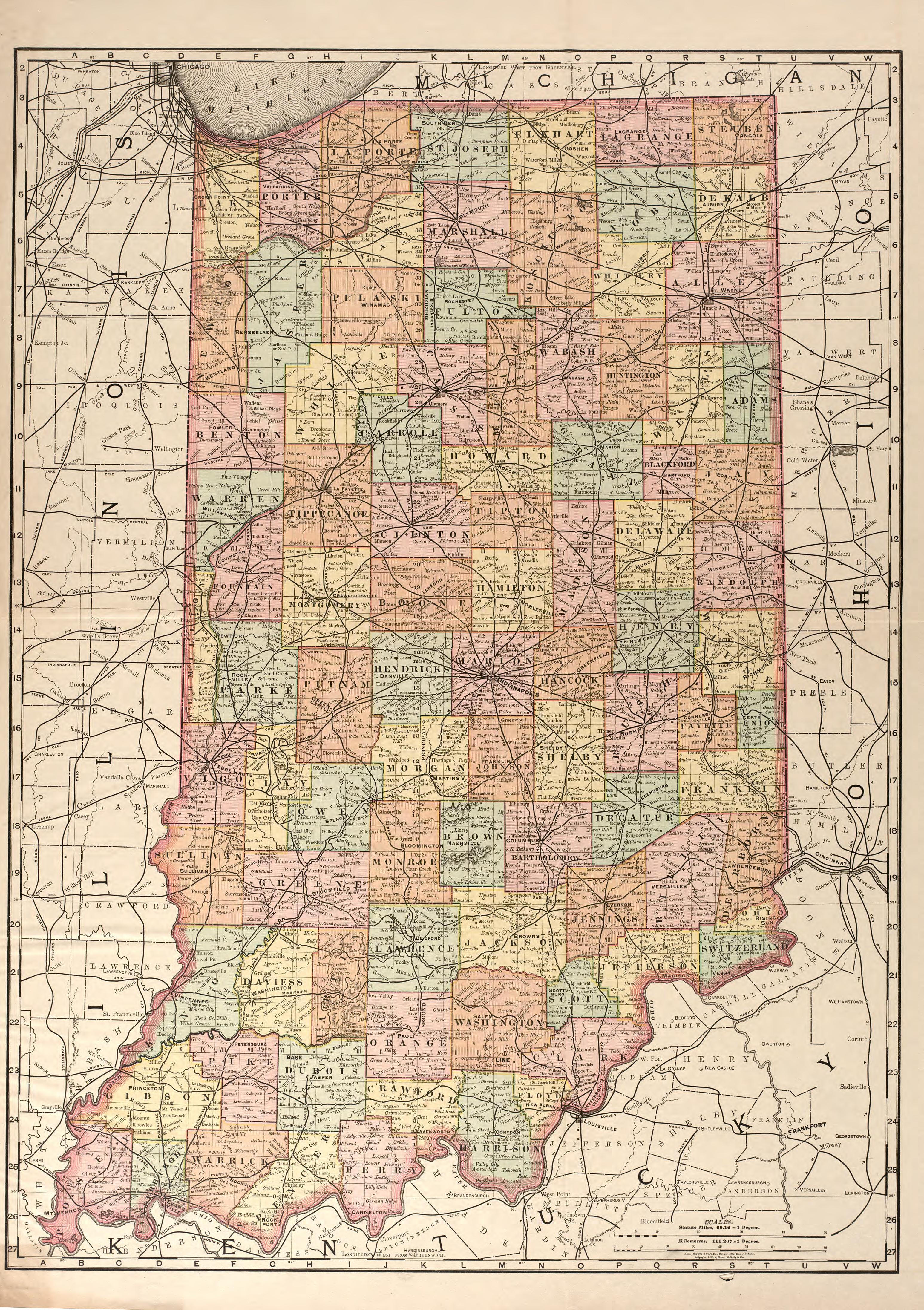 Sectional Township Map of Indiana from Illustrated Atlas and Columbian Souvenir of La Grange County, Indiana : Showing Its Development In the First Sixty Years Since Organization 1893 by Relic Map Company
