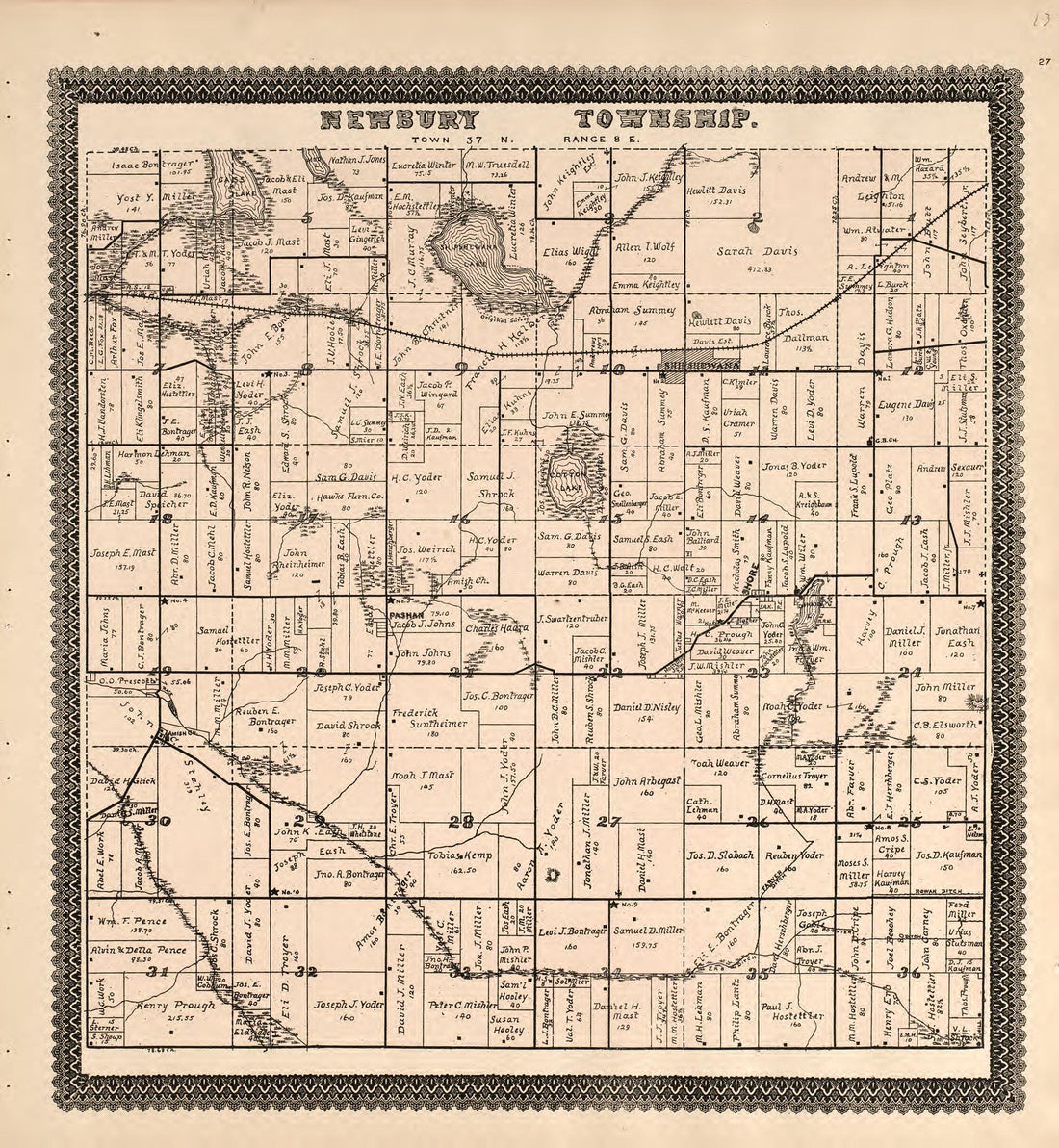 Newbury Township from Illustrated Atlas and Columbian Souvenir of La Grange County, Indiana : Showing Its Development In the First Sixty Years Since Organization 1893 by Relic Map Company
