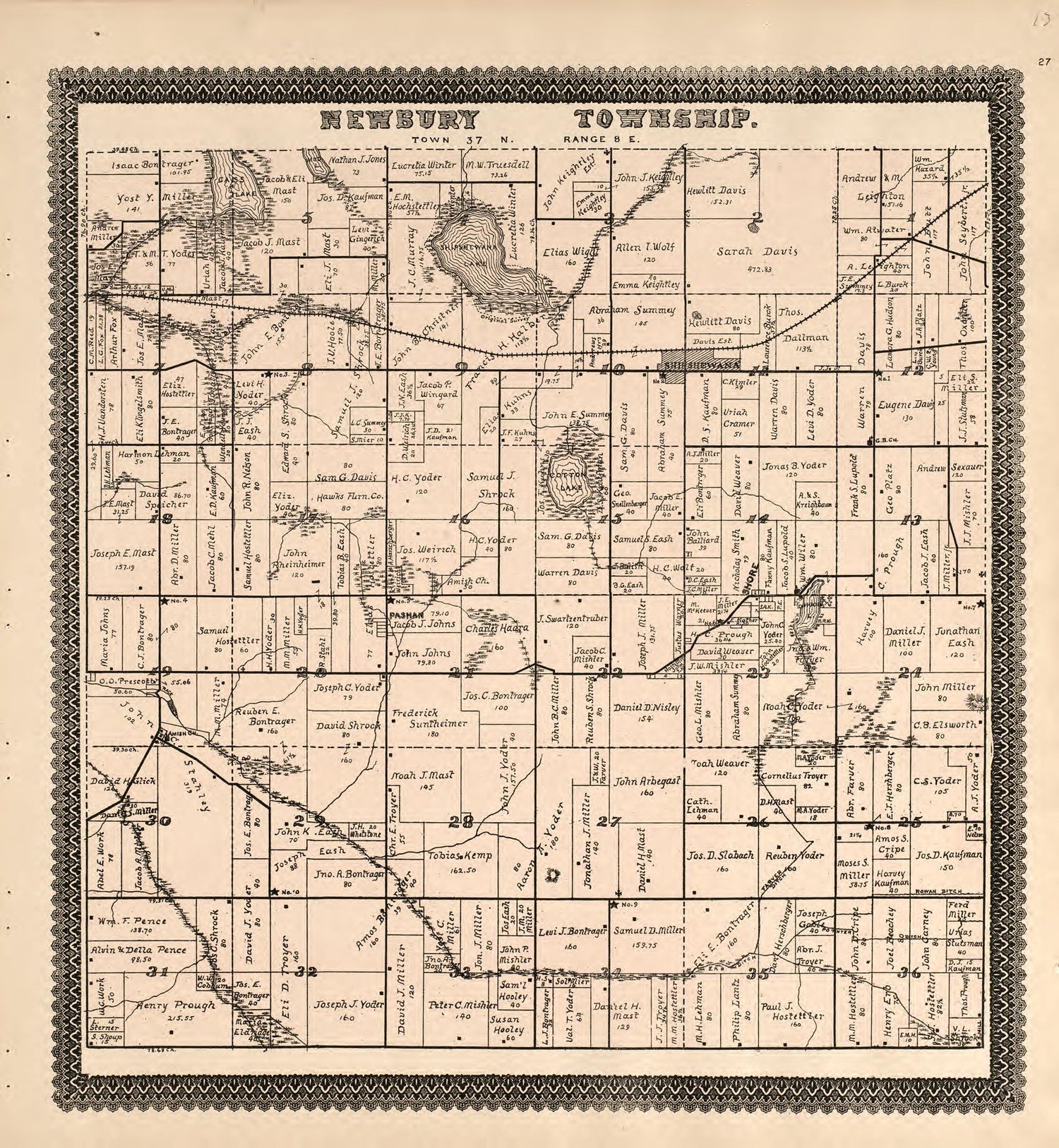 Newbury Township from Illustrated Atlas and Columbian Souvenir of La Grange County, Indiana : Showing Its Development In the First Sixty Years Since Organization 1893 by Relic Map Company