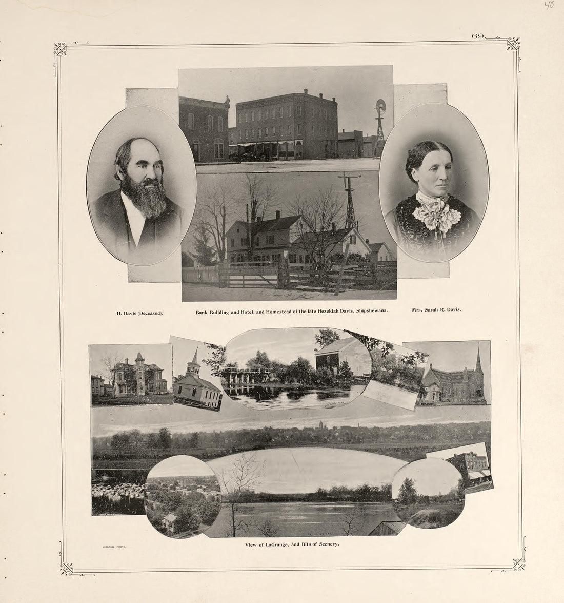 Portraits and Residences-- Davis Family and Farm from Illustrated Atlas and Columbian Souvenir of La Grange County, Indiana : Showing Its Development In the First Sixty Years Since Organization 1893 by Relic Map Company
