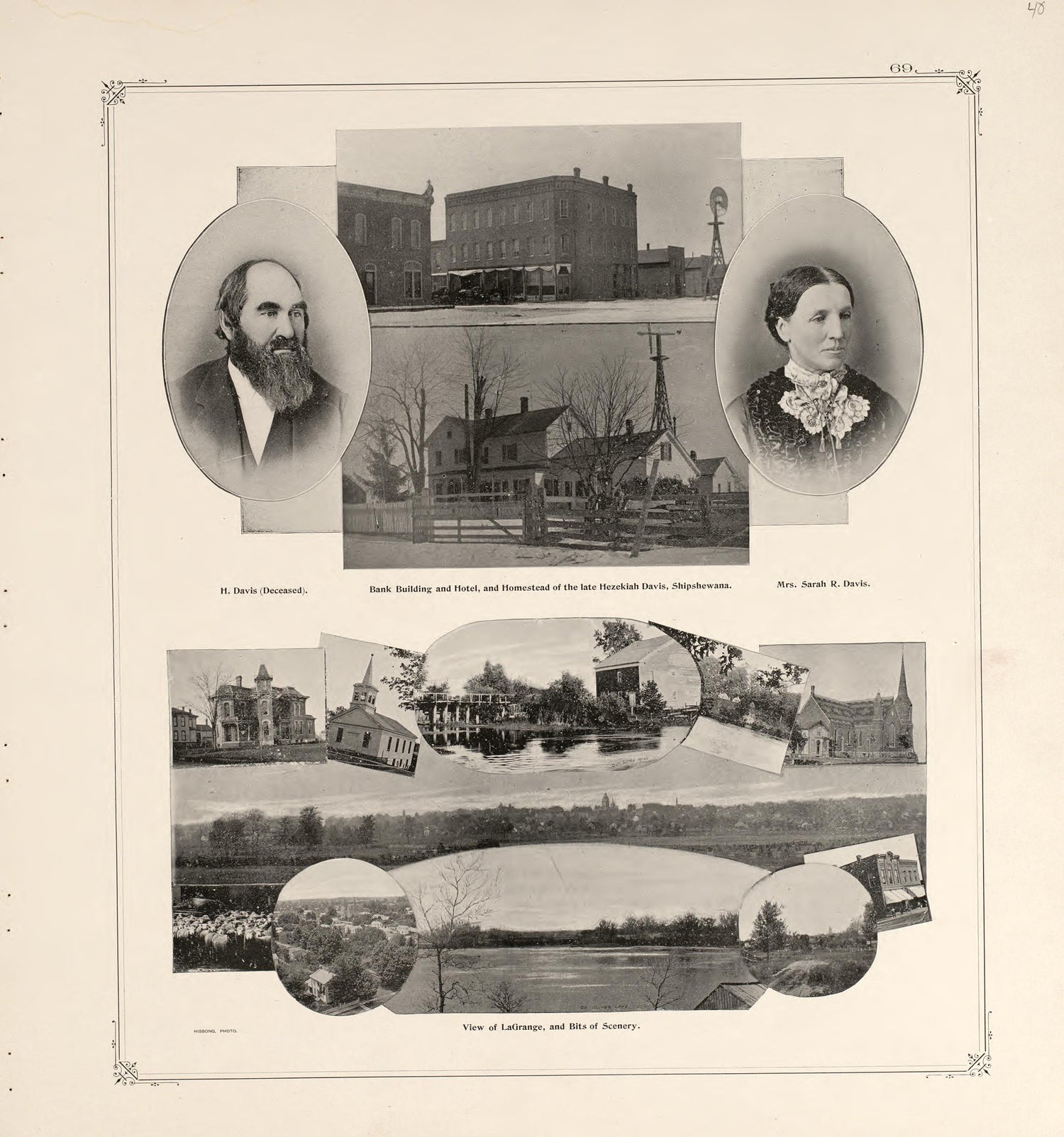 Portraits and Residences-- Davis Family and Farm from Illustrated Atlas and Columbian Souvenir of La Grange County, Indiana : Showing Its Development In the First Sixty Years Since Organization 1893 by Relic Map Company