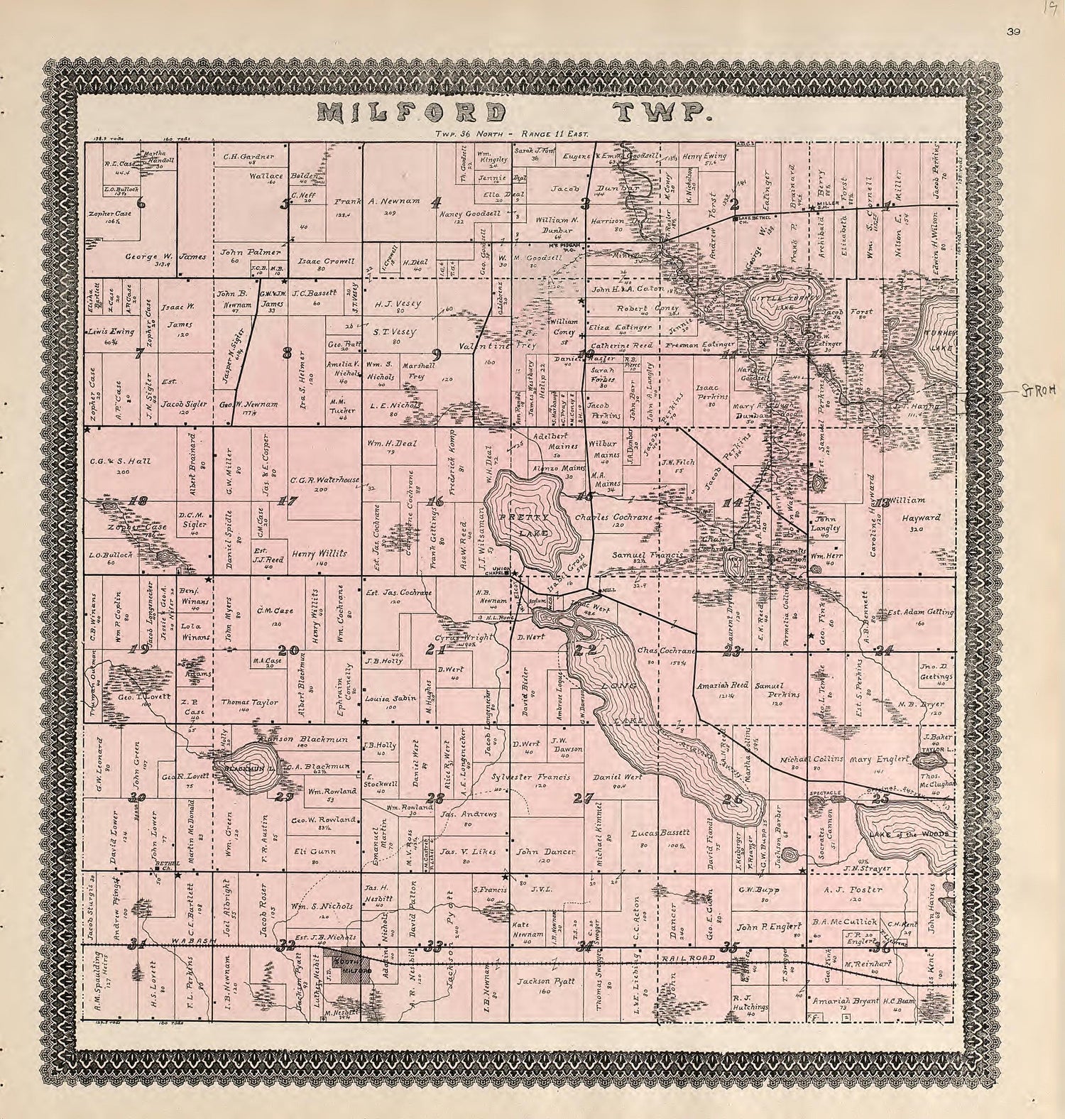 Milford Township from Illustrated Atlas and Columbian Souvenir of La Grange County, Indiana : Showing Its Development In the First Sixty Years Since Organization 1893 by Relic Map Company