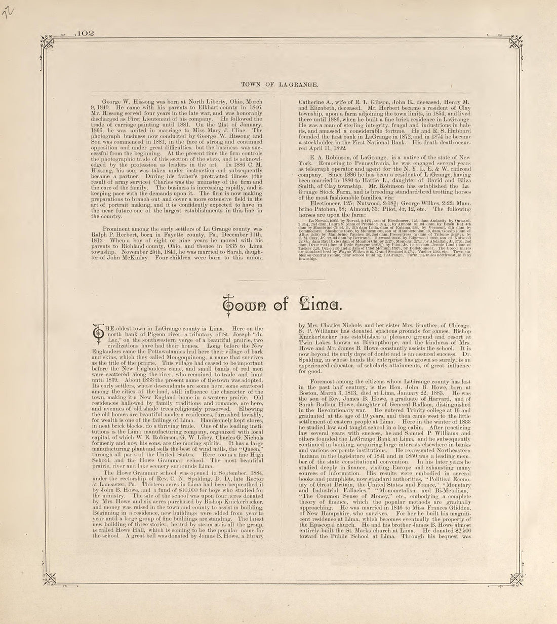 This old map of Indiana, Lagrange County,  was created by Lagrange Publishing Company in 1893