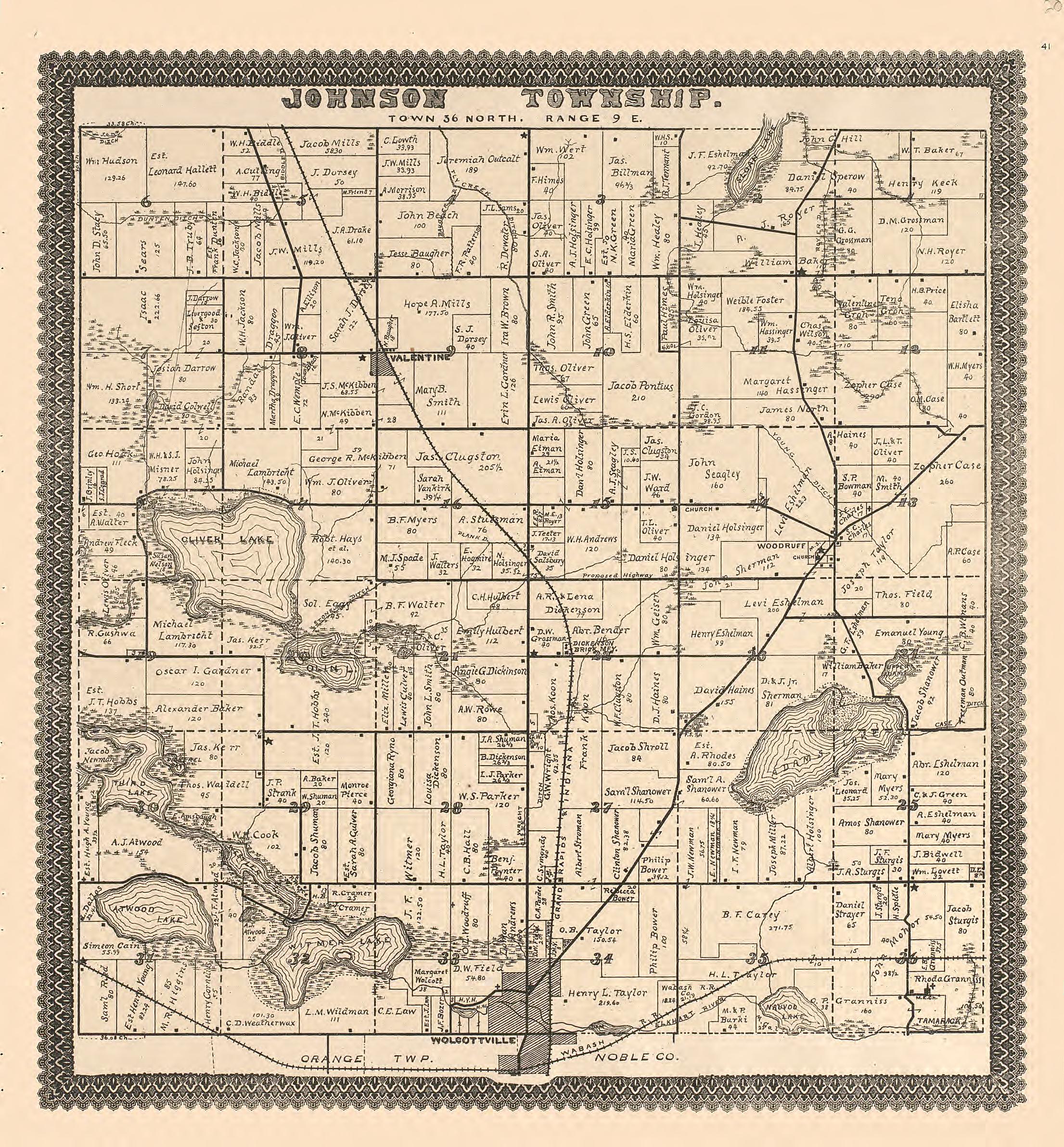 This old map of Indiana, Lagrange County,  was created by Lagrange Publishing Company in 1893
