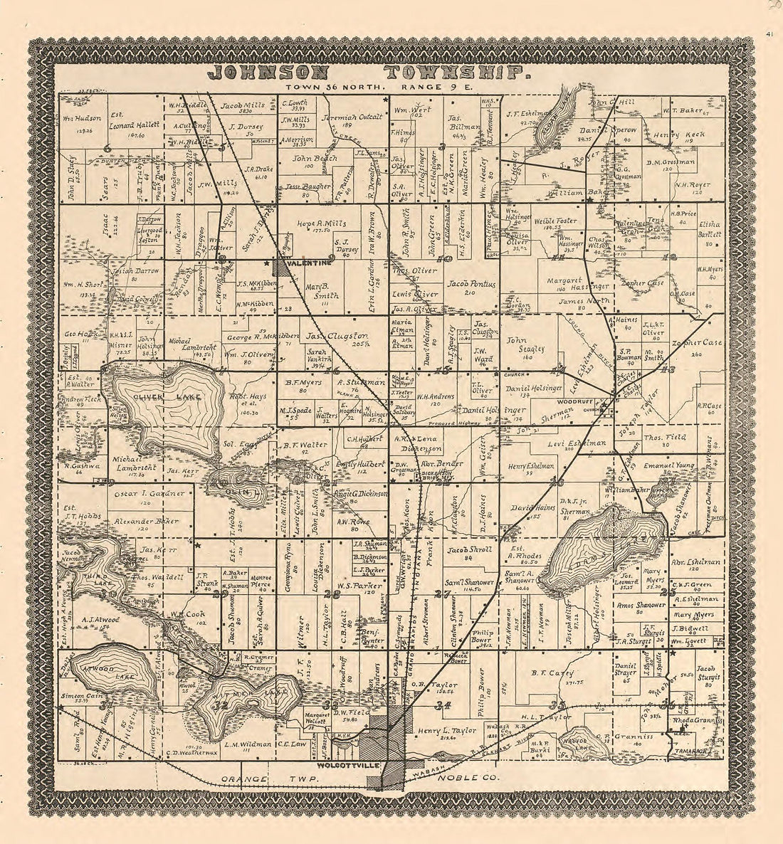This old map of Indiana, Lagrange County,  was created by Lagrange Publishing Company in 1893
