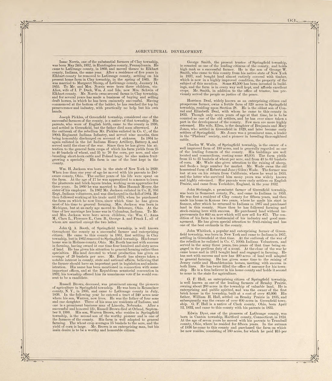 This old map of Indiana, Lagrange County,  was created by Lagrange Publishing Company in 1893