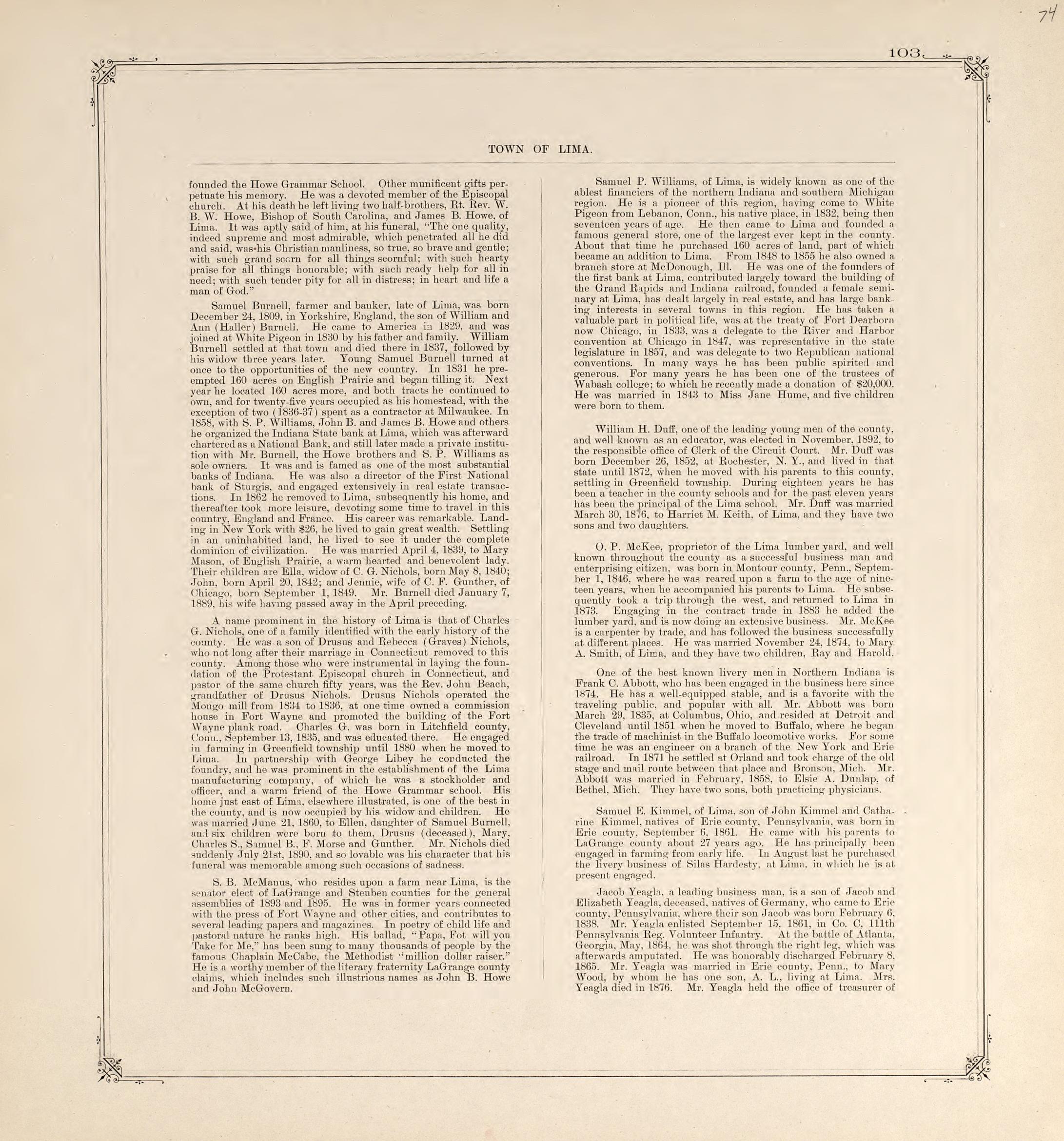 This old map of Indiana, Lagrange County,  was created by Lagrange Publishing Company in 1893