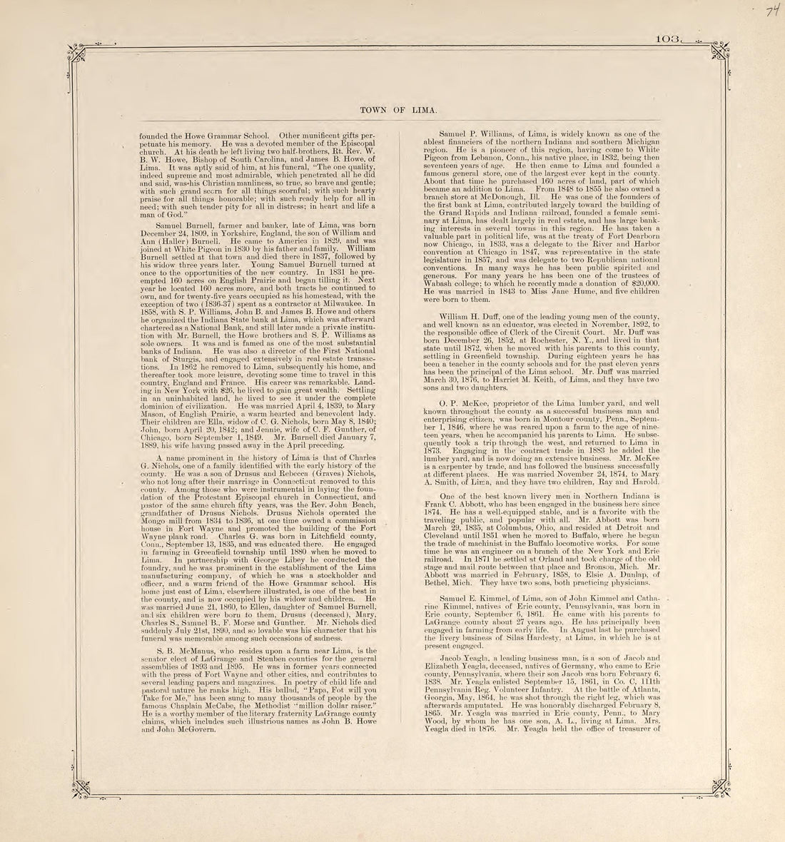 This old map of Indiana, Lagrange County,  was created by Lagrange Publishing Company in 1893