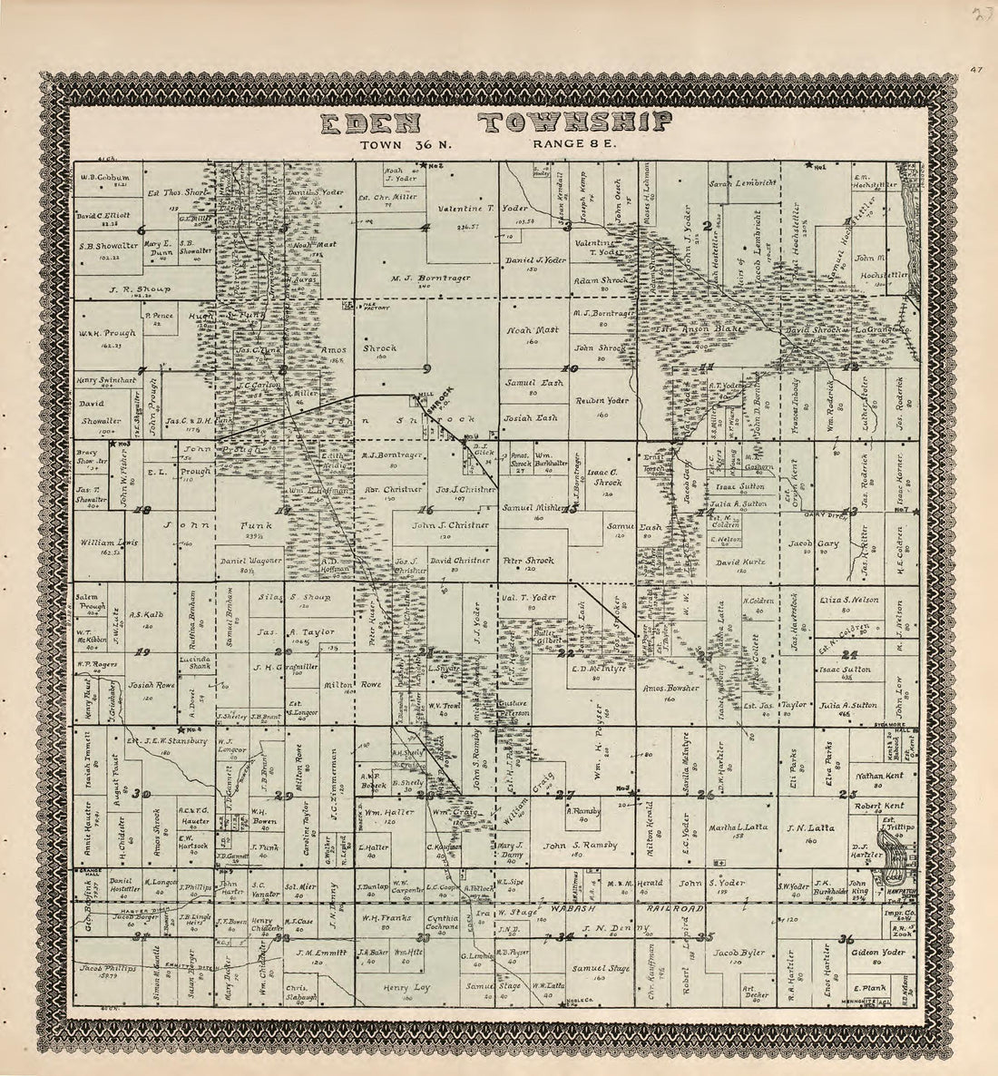 This old map of Indiana, Lagrange County,  was created by Lagrange Publishing Company in 1893