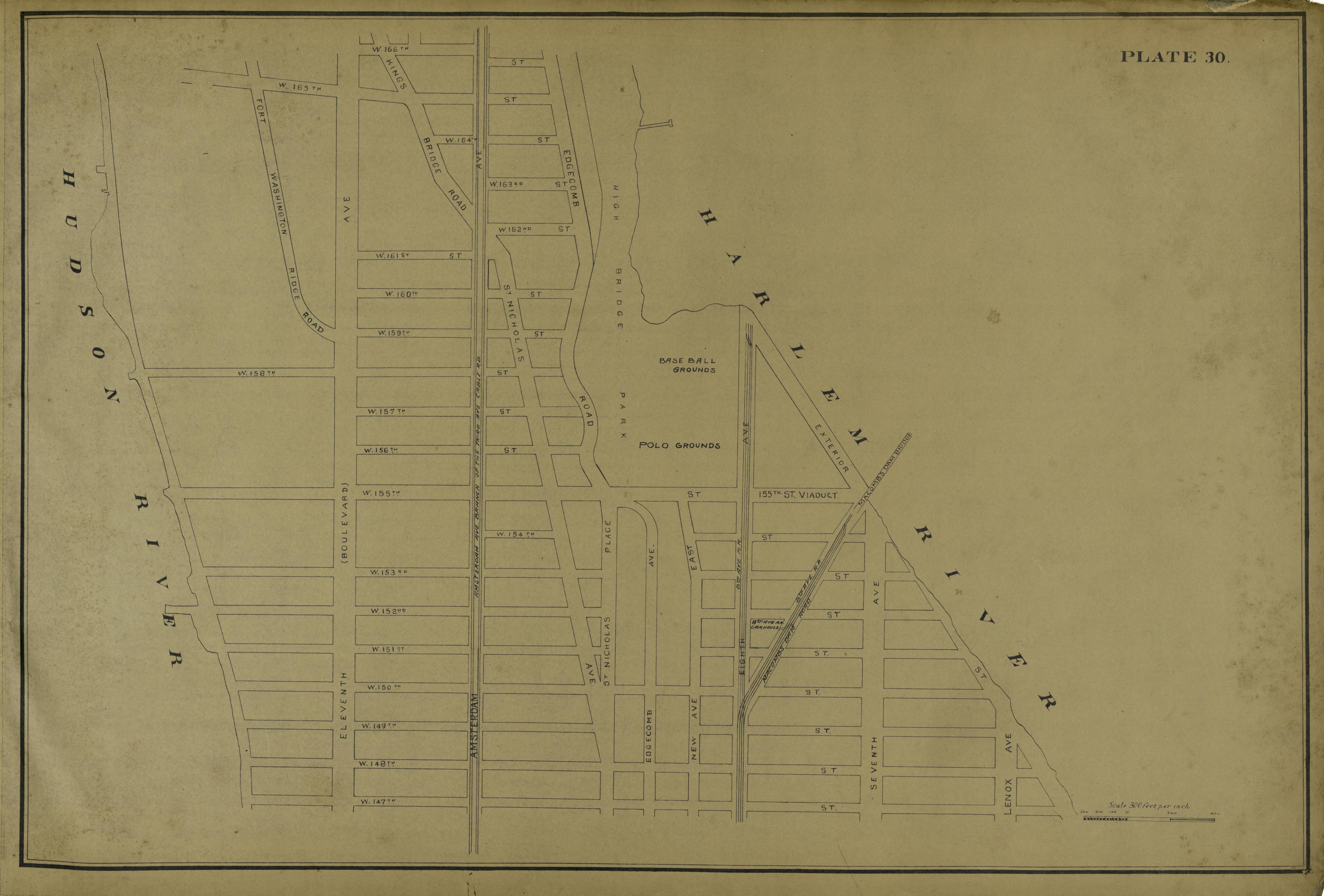 Plate 30 from Atlas of the City of New York Lying South of 166th St. Showing Surface Railroads 1896 by Relic Map Company