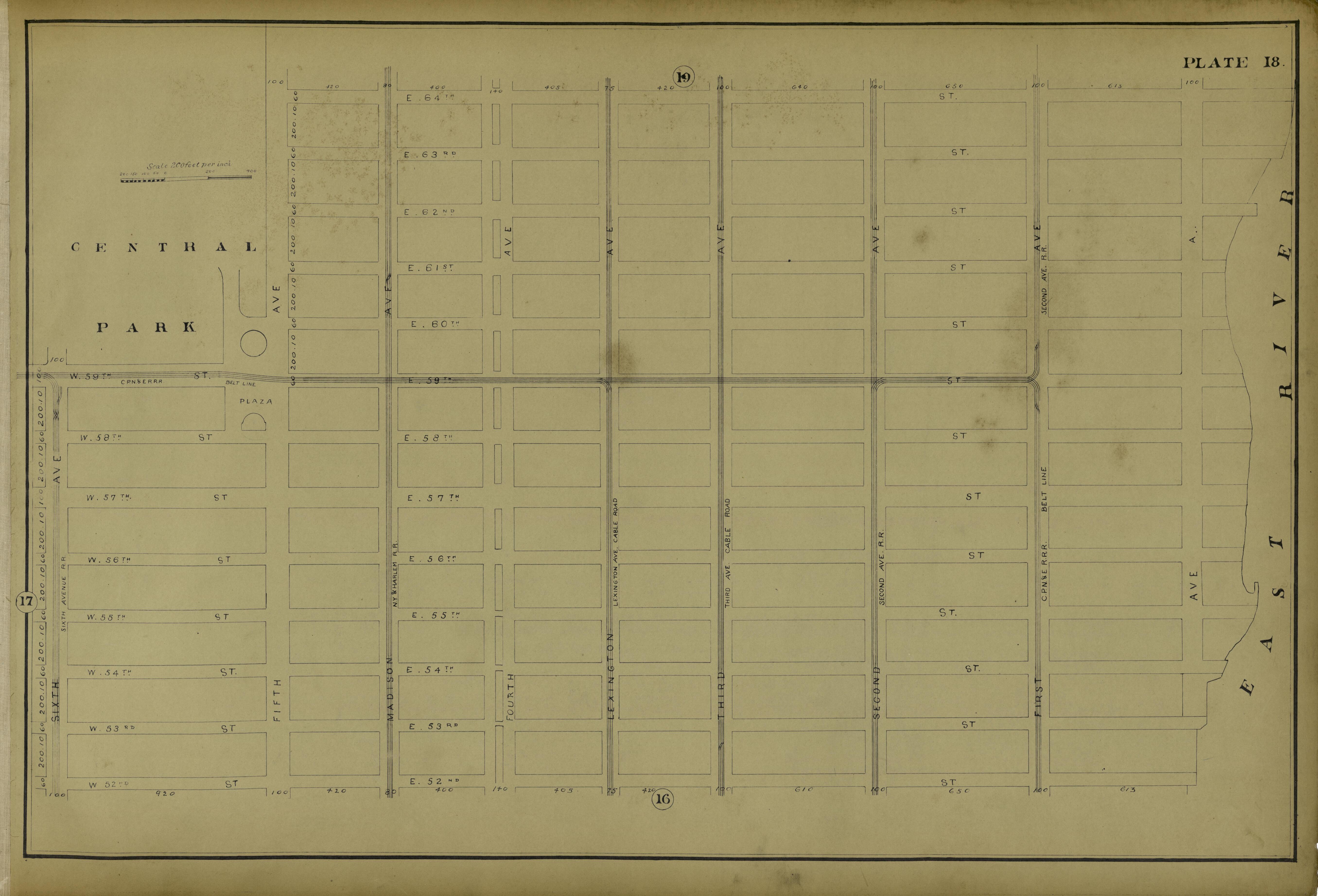 Plate 18 from Atlas of the City of New York Lying South of 166th St. Showing Surface Railroads 1896 by Relic Map Company