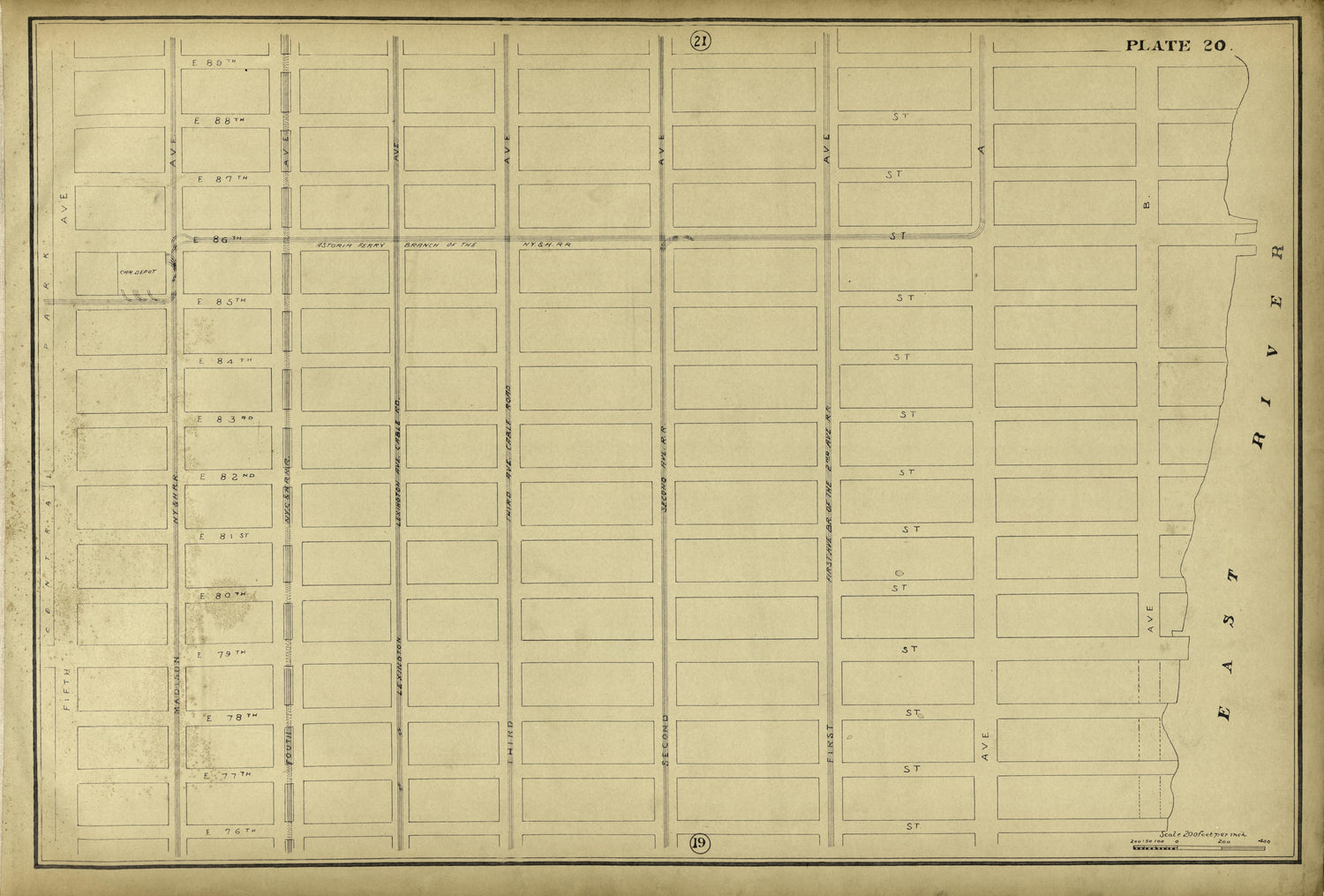Plate 20 from Atlas of the City of New York Lying South of 166th St. Showing Surface Railroads 1896 by Relic Map Company