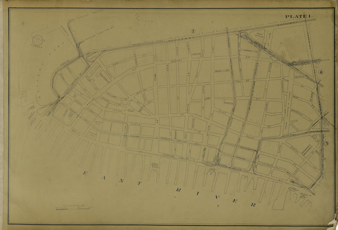 Plate 1 from Atlas of the City of New York Lying South of 166th St. Showing Surface Railroads 1896 by Relic Map Company