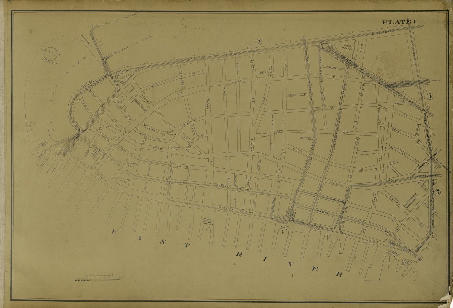 Plate 1 from Atlas of the City of New York Lying South of 166th St. Showing Surface Railroads 1896 by Relic Map Company