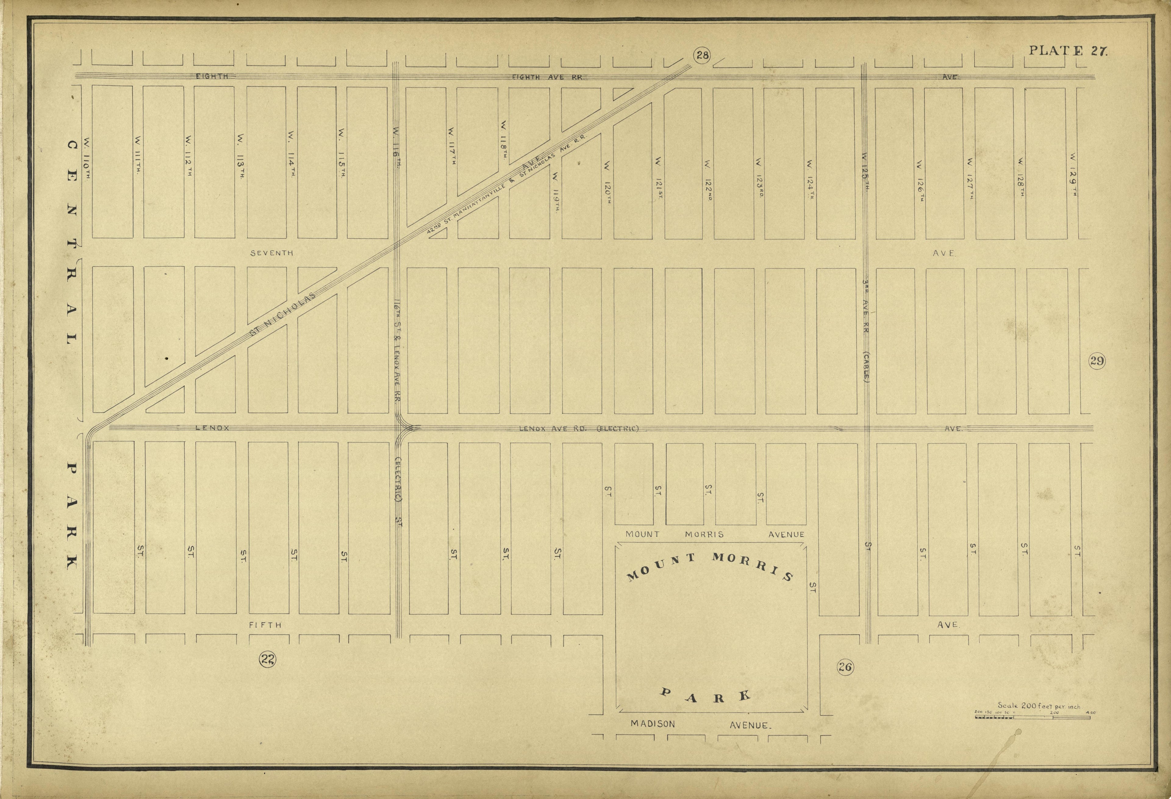 Plate 27 from Atlas of the City of New York Lying South of 166th St. Showing Surface Railroads 1896 by Relic Map Company