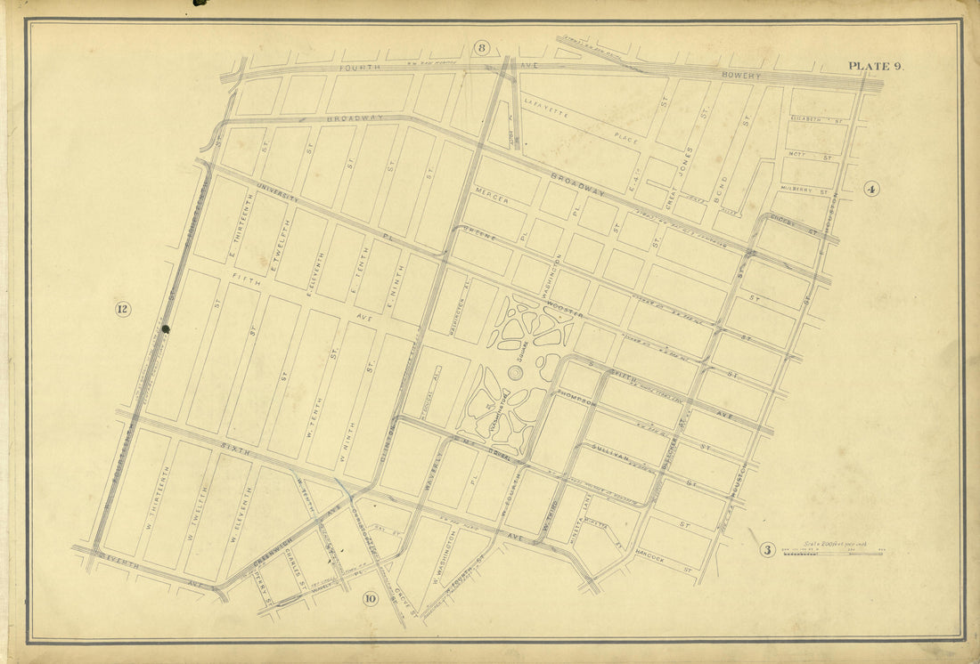 Plate 9 from Atlas of the City of New York Lying South of 166th St. Showing Surface Railroads 1896 by Relic Map Company