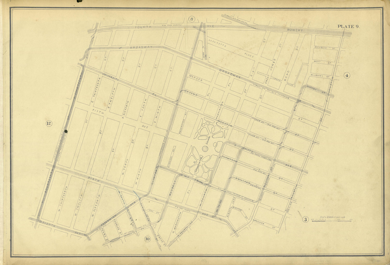 Plate 9 from Atlas of the City of New York Lying South of 166th St. Showing Surface Railroads 1896 by Relic Map Company