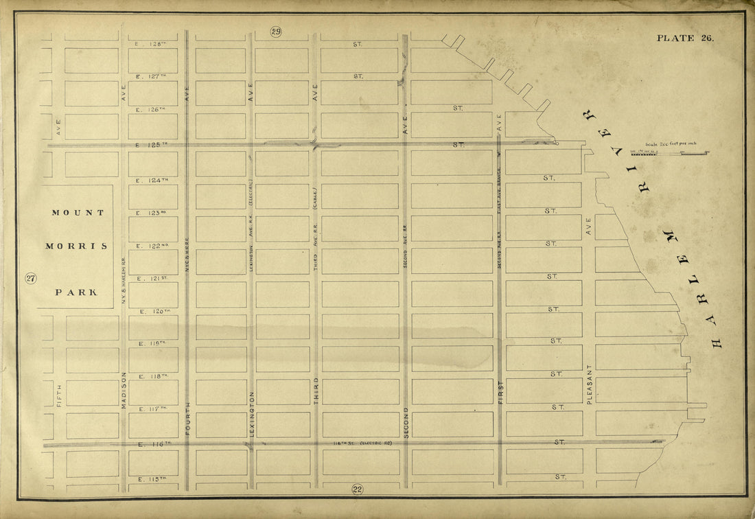 Plate 26 from Atlas of the City of New York Lying South of 166th St. Showing Surface Railroads 1896 by Relic Map Company