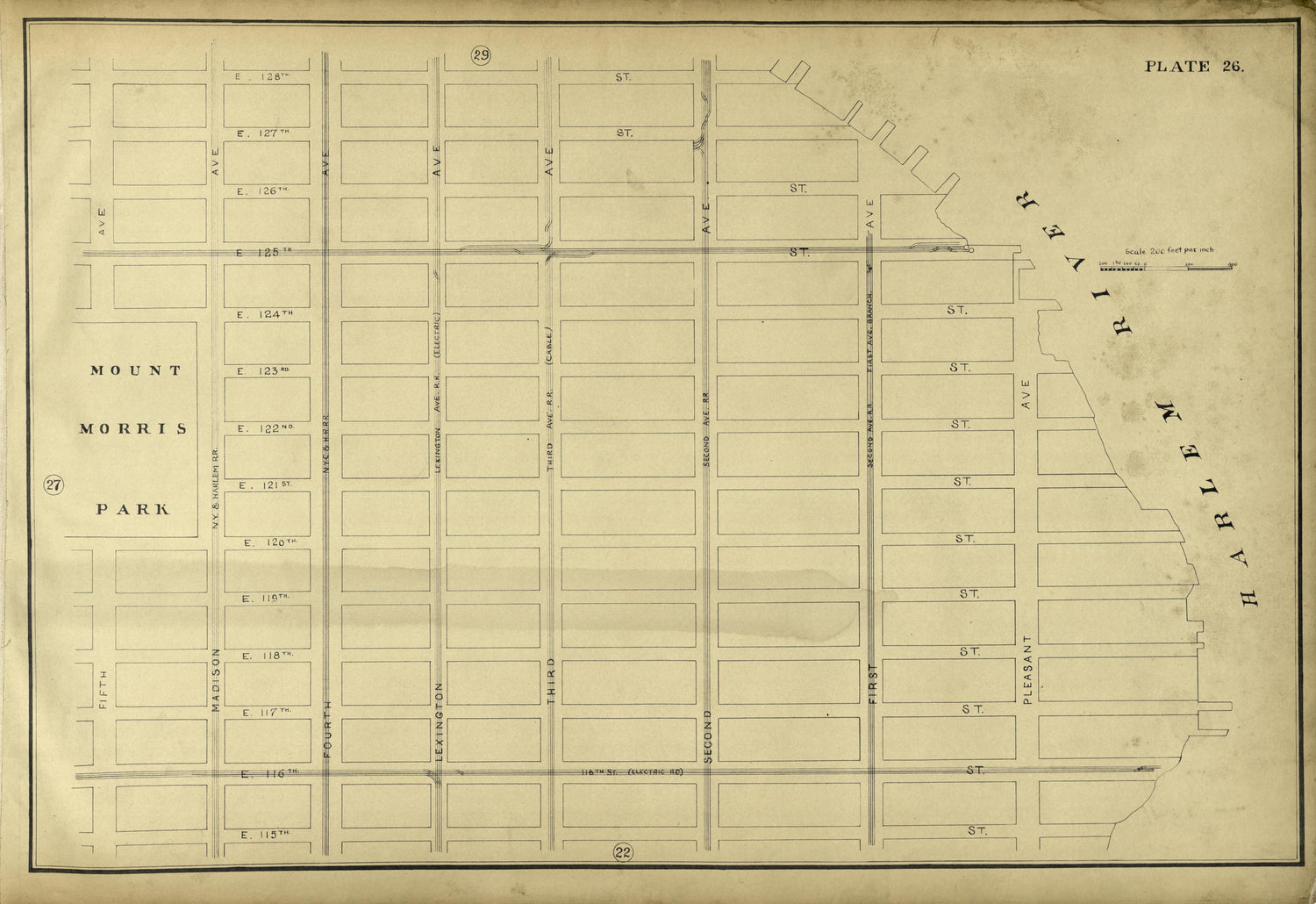Plate 26 from Atlas of the City of New York Lying South of 166th St. Showing Surface Railroads 1896 by Relic Map Company