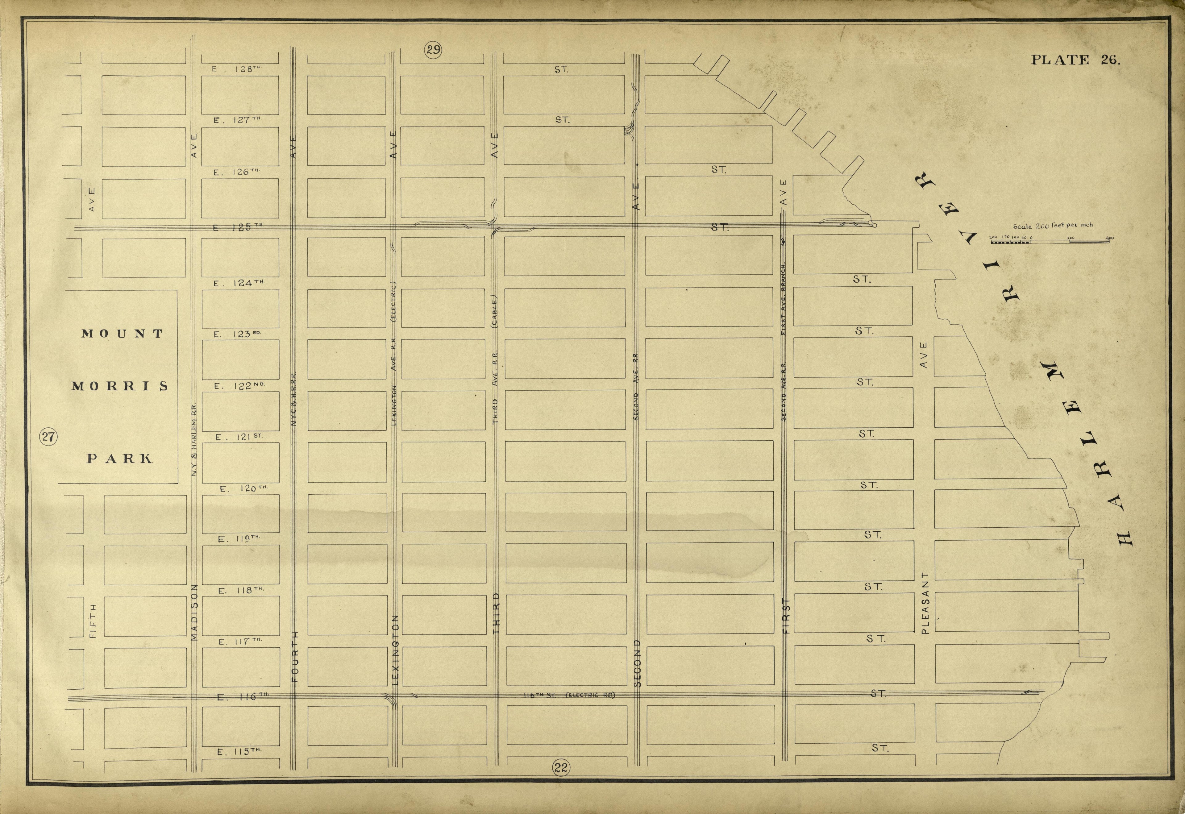 Plate 26 from Atlas of the City of New York Lying South of 166th St. Showing Surface Railroads 1896 by Relic Map Company
