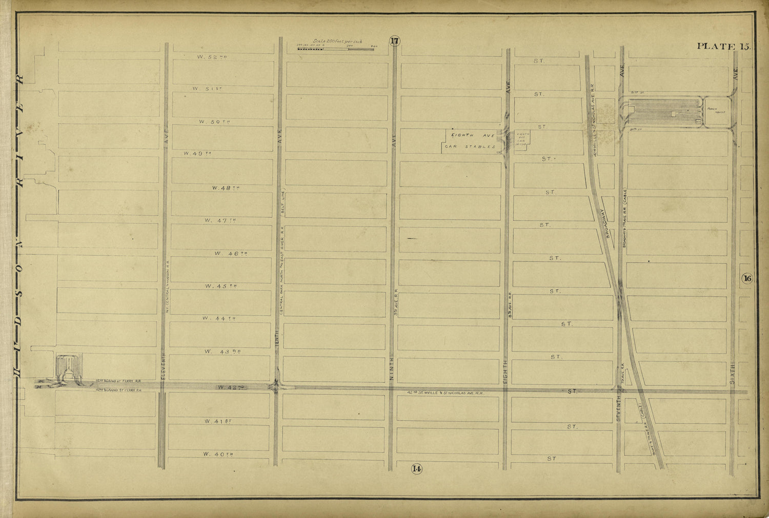 Plate 15 from Atlas of the City of New York Lying South of 166th St. Showing Surface Railroads 1896 by Relic Map Company