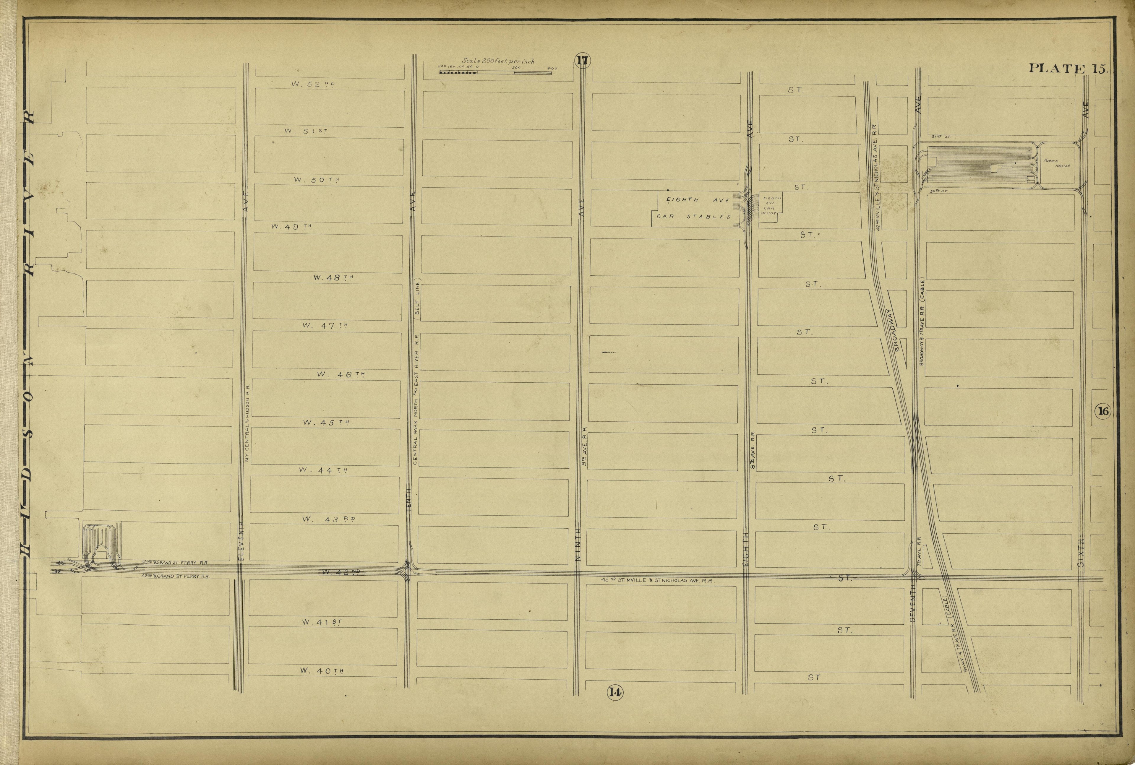Plate 15 from Atlas of the City of New York Lying South of 166th St. Showing Surface Railroads 1896 by Relic Map Company